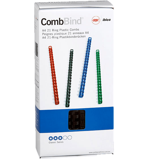 4 Pack GBC Plastic Binding Comb Spine - 21 Loop, 14mm, A4 Size, Black (100 Combs) | Perfect for Office Documents, School Reports & Presentation Binding