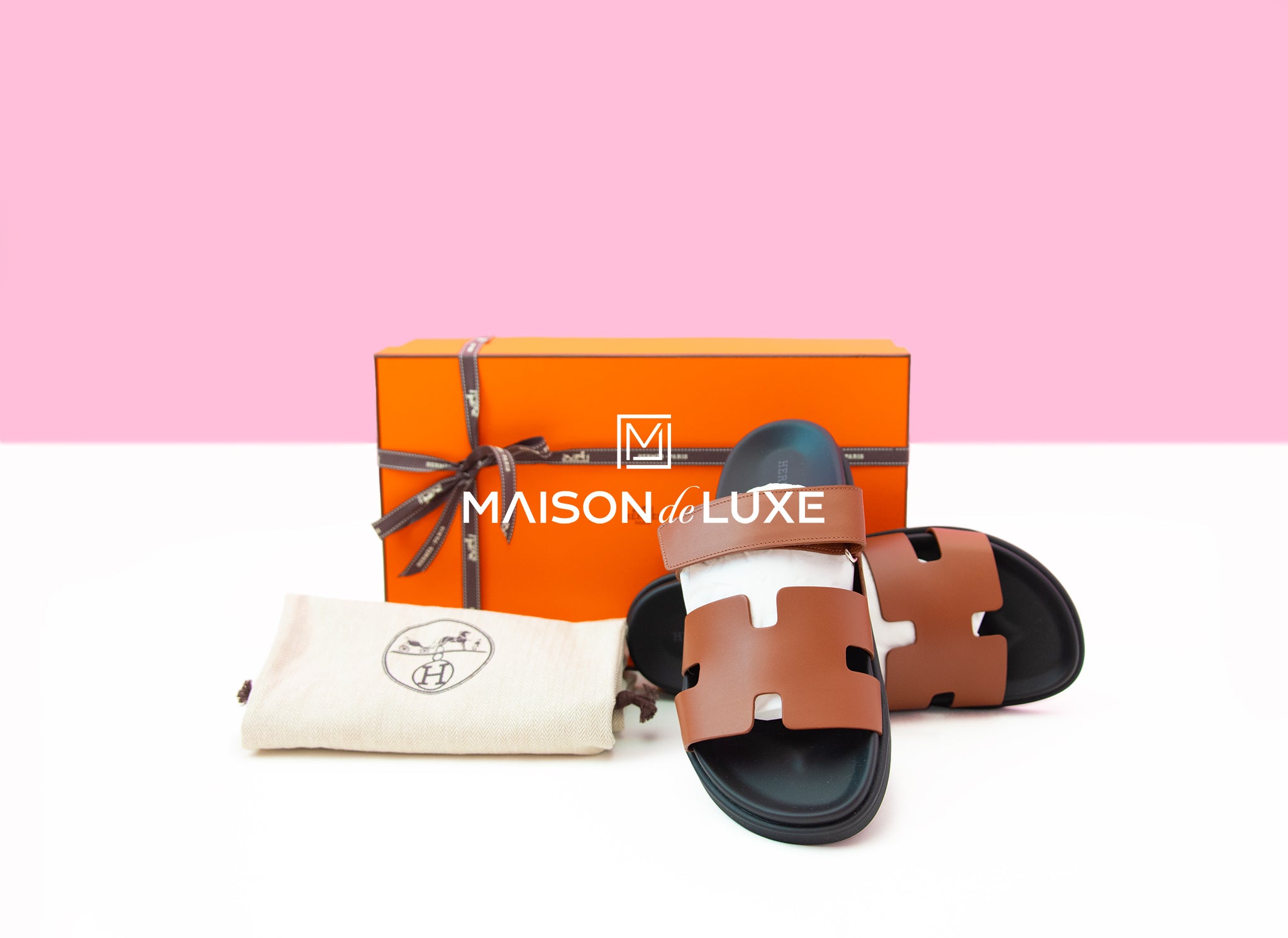 Hermes Men's Gold Chypre Sandal Size 43 - Luxury Leather Slides for Summer, Beach & Casual Outings