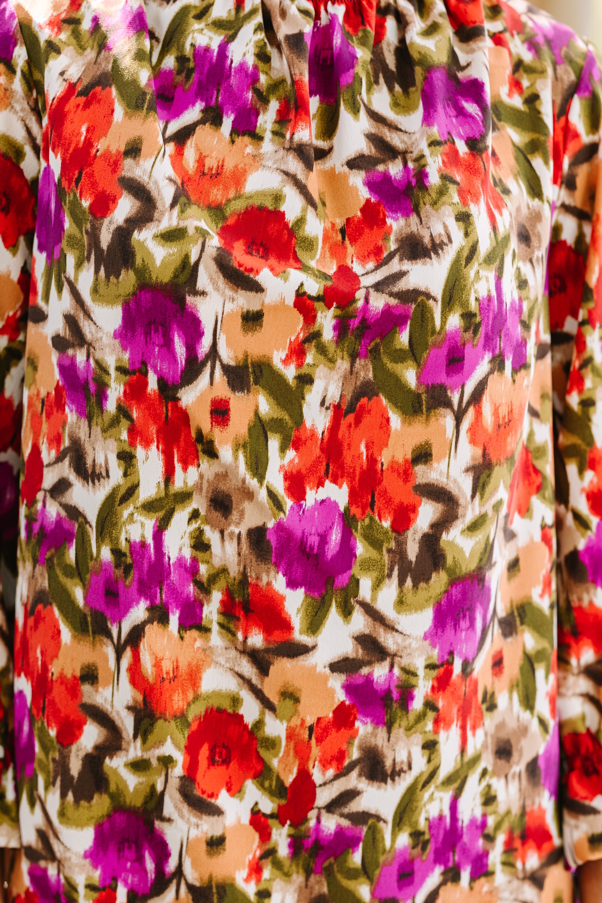Spicy Orange Floral Blouse for Women - Elegant & Stylish Sleeve Top - Perfect for Office, Date Night & Spring Outfits