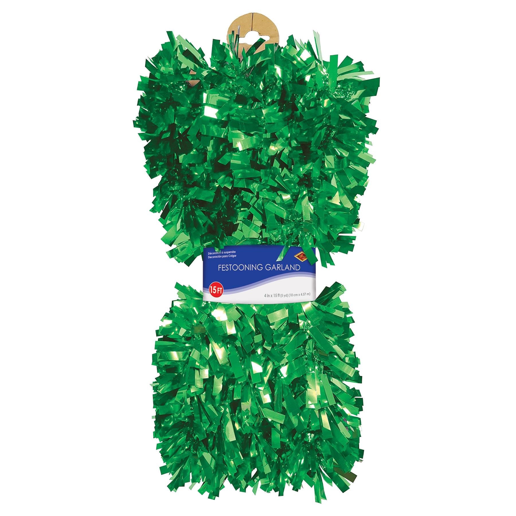 12 Pack Beistle 6-Ply Metallic Green Party Garland - Premium Holiday Decorations for Christmas, New Year, Birthday & Wedding Celebrations