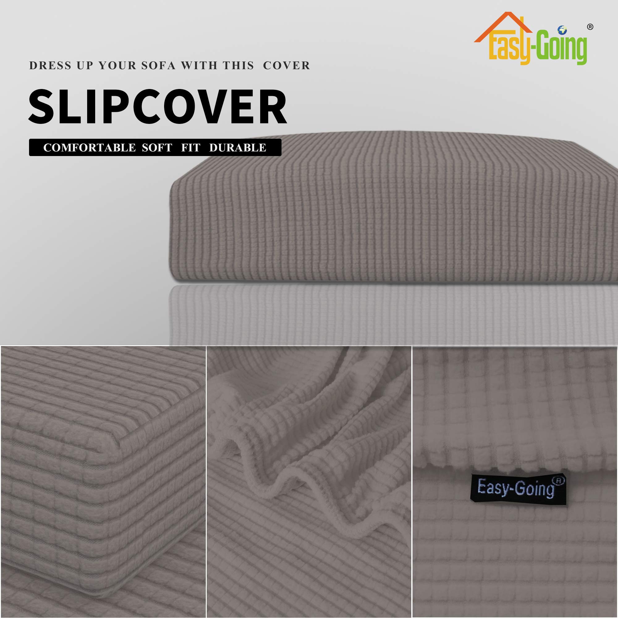 Stretch Loveseat Cushion Cover - Soft Elastic Sofa Slipcover Protector - Taupe - Perfect for Living Room, Bedroom & Home Decor