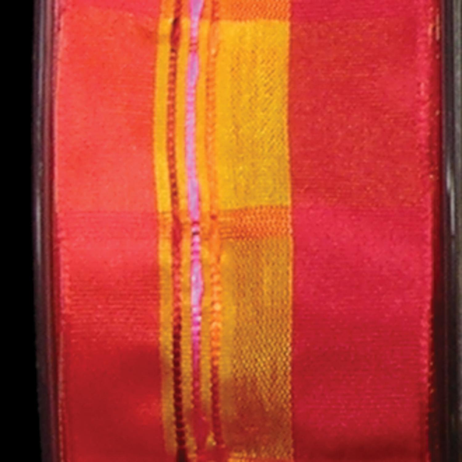 Sheer Red, Orange, and Yellow Woven Taffeta Wired Craft Ribbon - 1.5 Inch x 27 Yards for Gift Wrapping, Floral Arrangements, and DIY Decorations