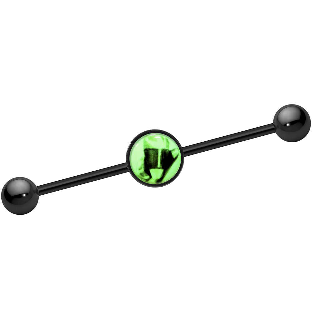 Body Candy Black Anodized Steel Glow in the Dark Candy Corn Helix Earrings - 14G 37mm Industrial Barbell Piercing Jewelry for Halloween & Alternative Fashion
