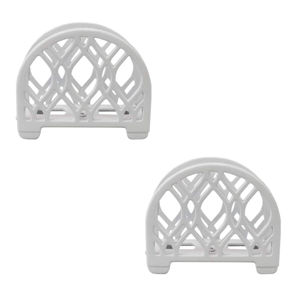 Home Basics Iris Arch Vertical Upright Cast Iron Napkin Holder - Set of 2, White - Elegant Tableware for Dining Room, Kitchen, Restaurant & Party Decor