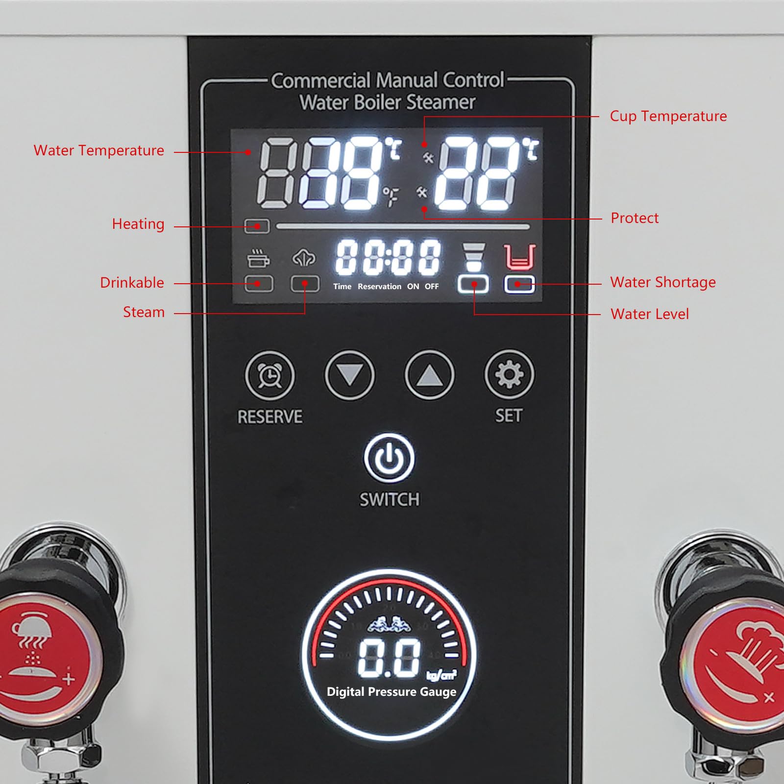 12L 3000W Commercial Electric Water Boiler with Timer & Removable Drip Tray, 110V Hot Water Dispenser for 0.1-0.4MPA Pressure - Perfect for Restaurants, Schools, Offices and Cafes (White)