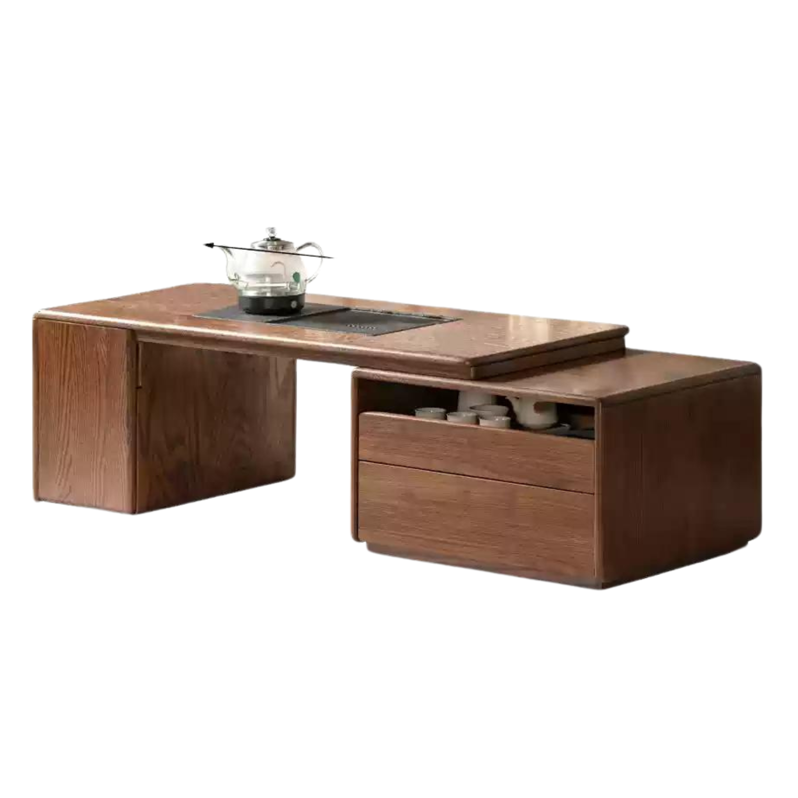 Premium Black Walnut Solid Wood Extendable Coffee Table - Expandable Dining Table for Small Spaces, Living Room Furniture for Home Office & Modern Apartments