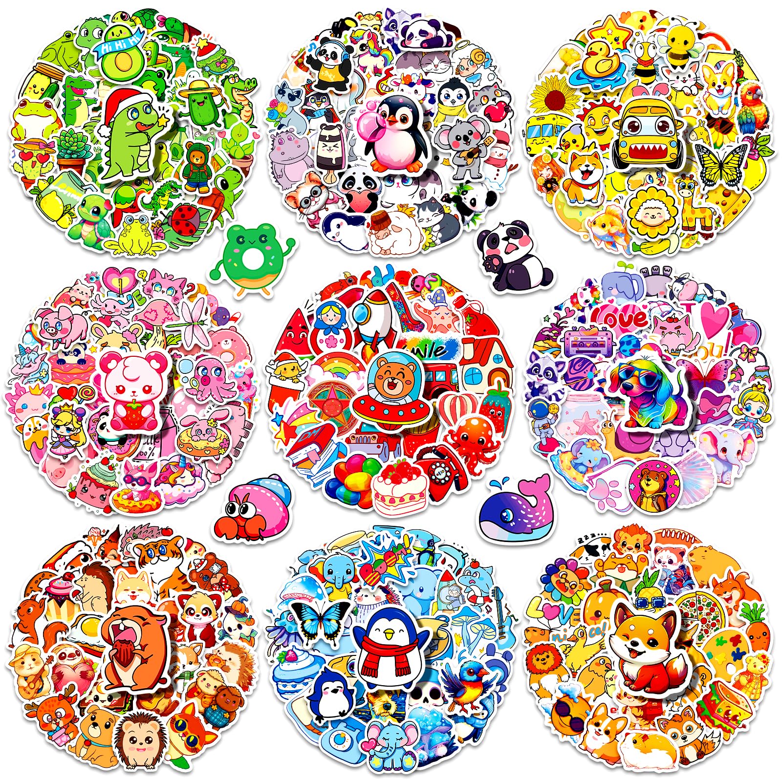 1000 Pcs Waterproof Vinyl Stickers for Kids & Adults - Colorful Bulk Sticker Pack for Water Bottles, Laptops, Scrapbooks | Perfect for School, Gifts, DIY Crafts & Decoration