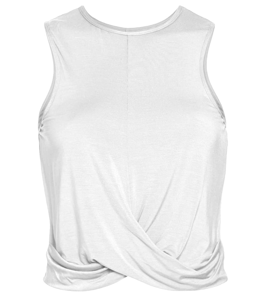 Sanutch Women's Cropped Workout Top - Athletic Twist Front Tank Tops for Yoga, Gym & Running | Loose Fit Fitness Crop Top for Women | Perfect for Workouts, Sports & Casual Wear