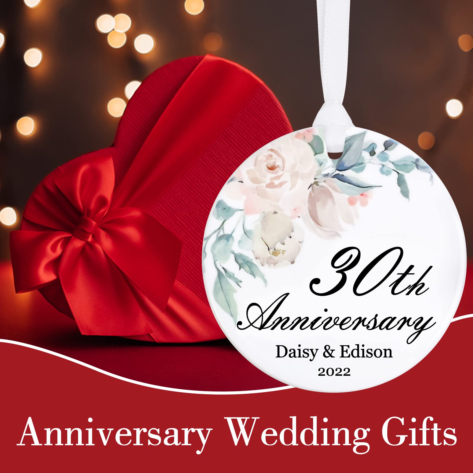 Custom Personalized Anniversary Wedding Christmas Ornaments - Engraved Years of Marriage Gift for Couples - Unique Christmas Tree Decor for Wedding, Christmas & Home Décor - Perfect for Anniversaries, Holidays & Special Occasions