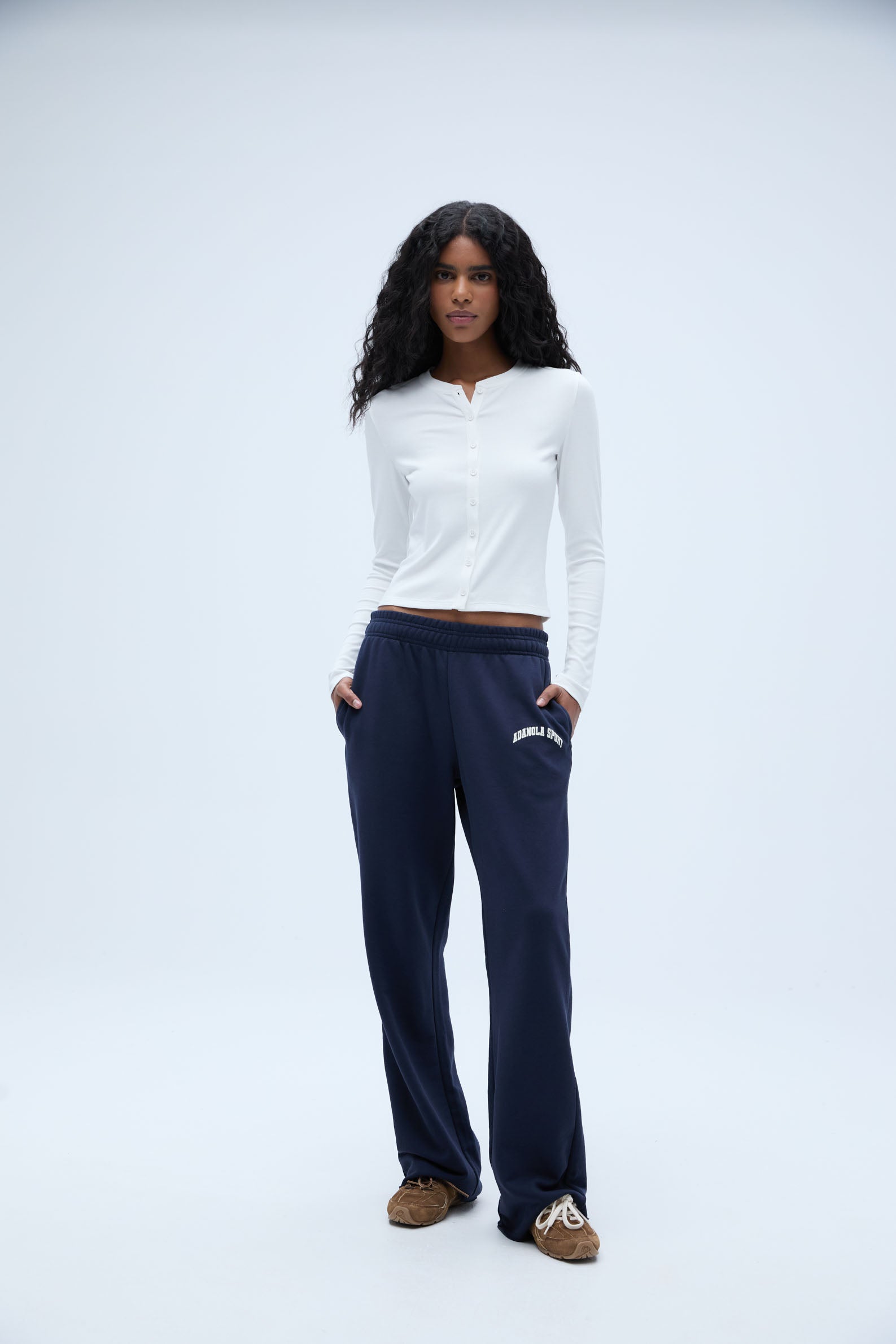 Women's Ribbed Long Sleeve Button Down Shirt - White | Casual Office Wear & Layering Essential