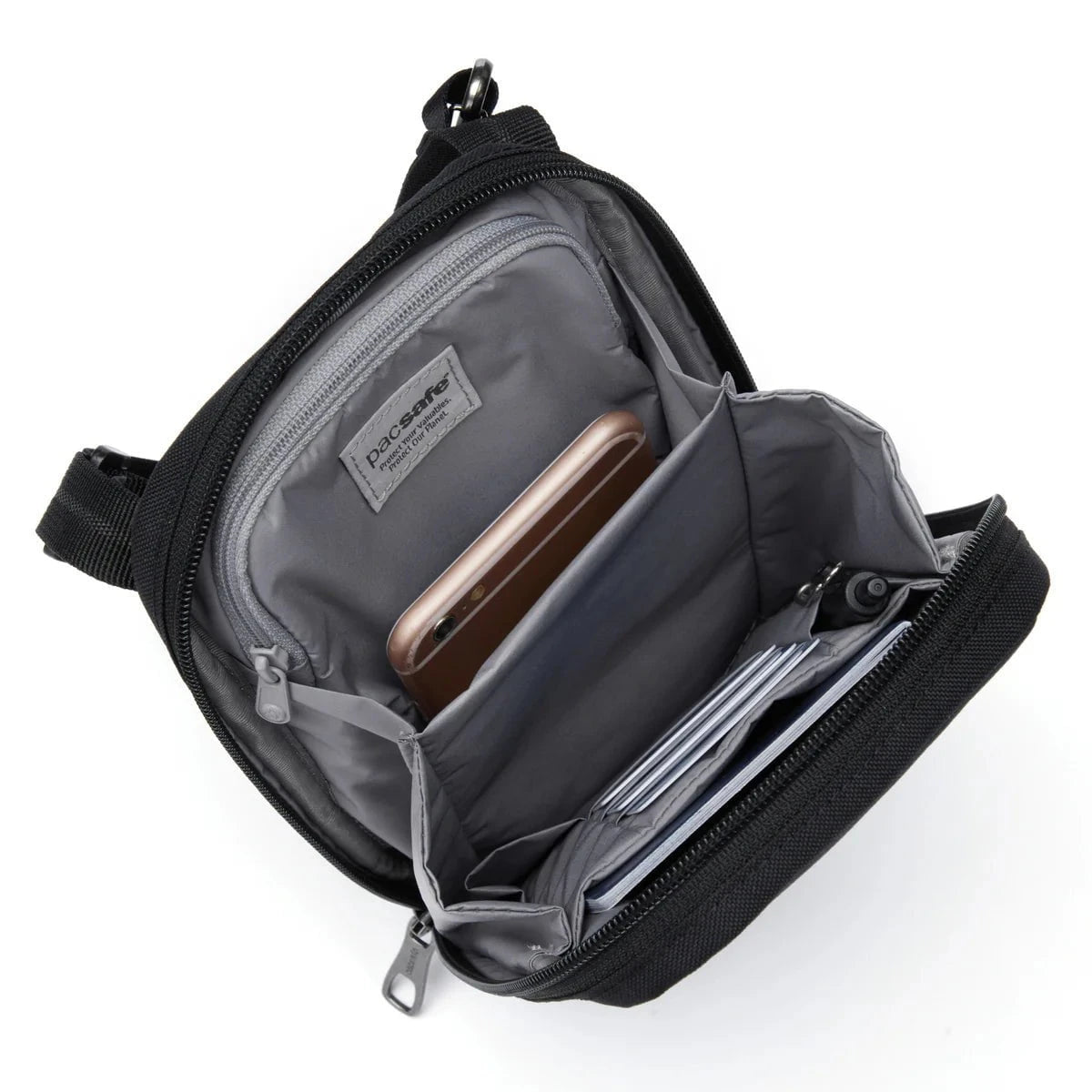 Pacsafe RFIDsafe™ RFID Blocking Anti-Theft Crossbody Bag - Secure Travel & Everyday Use for Credit Cards, Passport & Personal Items