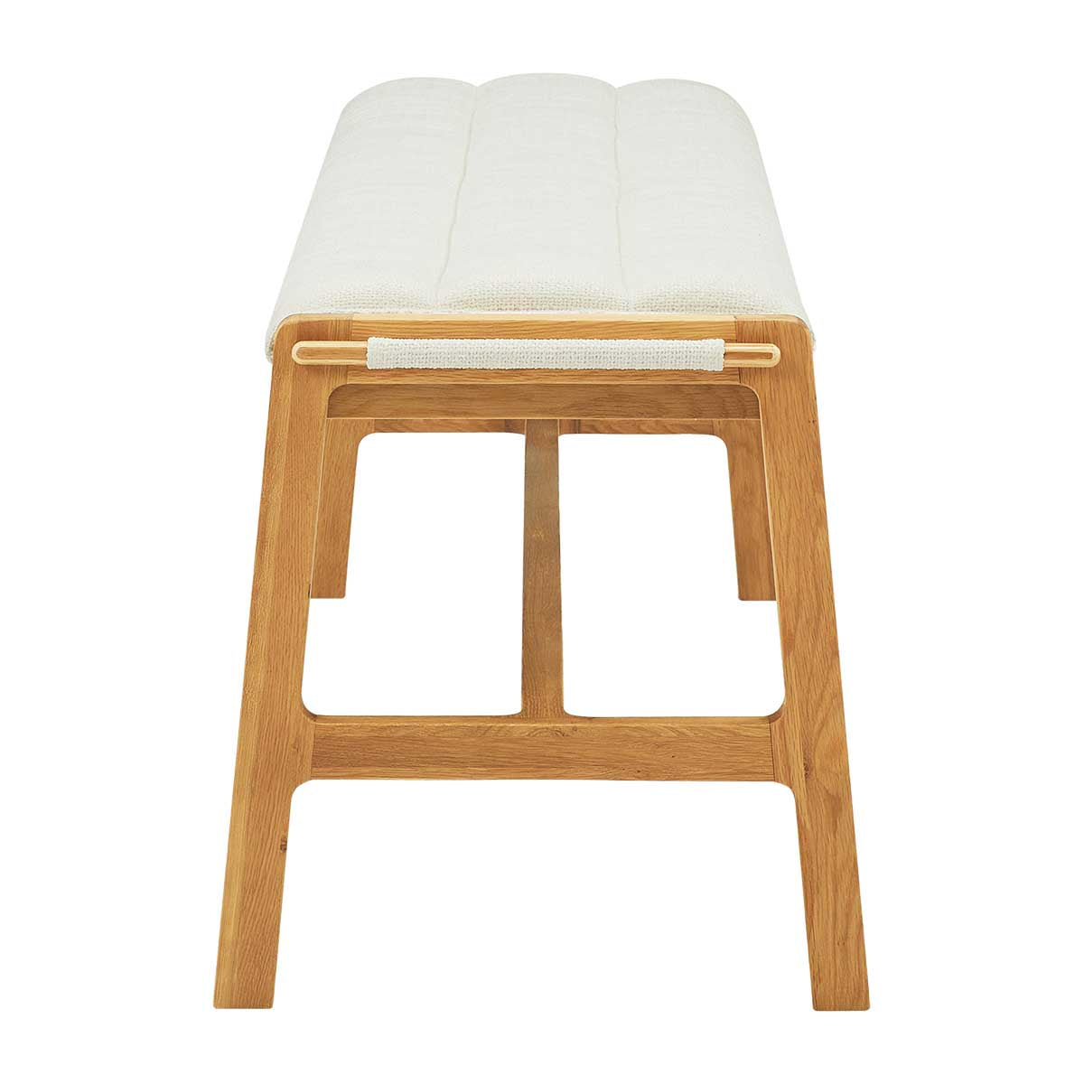 Aura Fabric Bench (Oak) - Modern Upholstered Storage Ottoman with Solid Wood Legs for Living Room, Bedroom, or Entryway