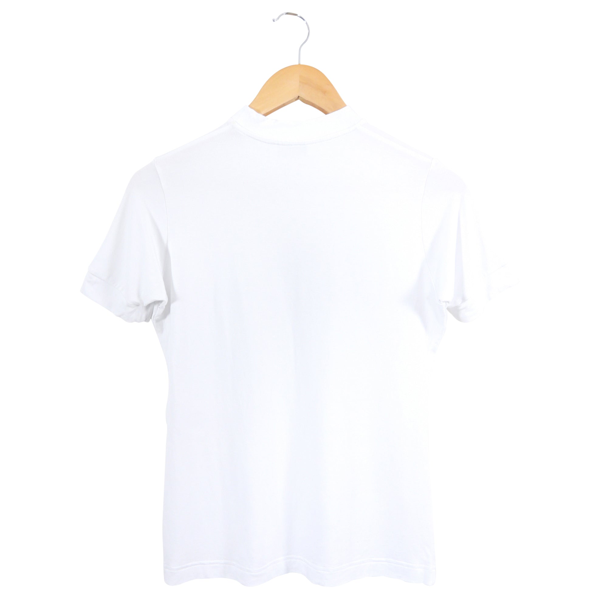 Balenciaga White Stretch Jersey Mock Neck Logo Top for Women | Trendy Designer T-Shirt | Perfect for Casual Outfits, Streetwear & Night Out