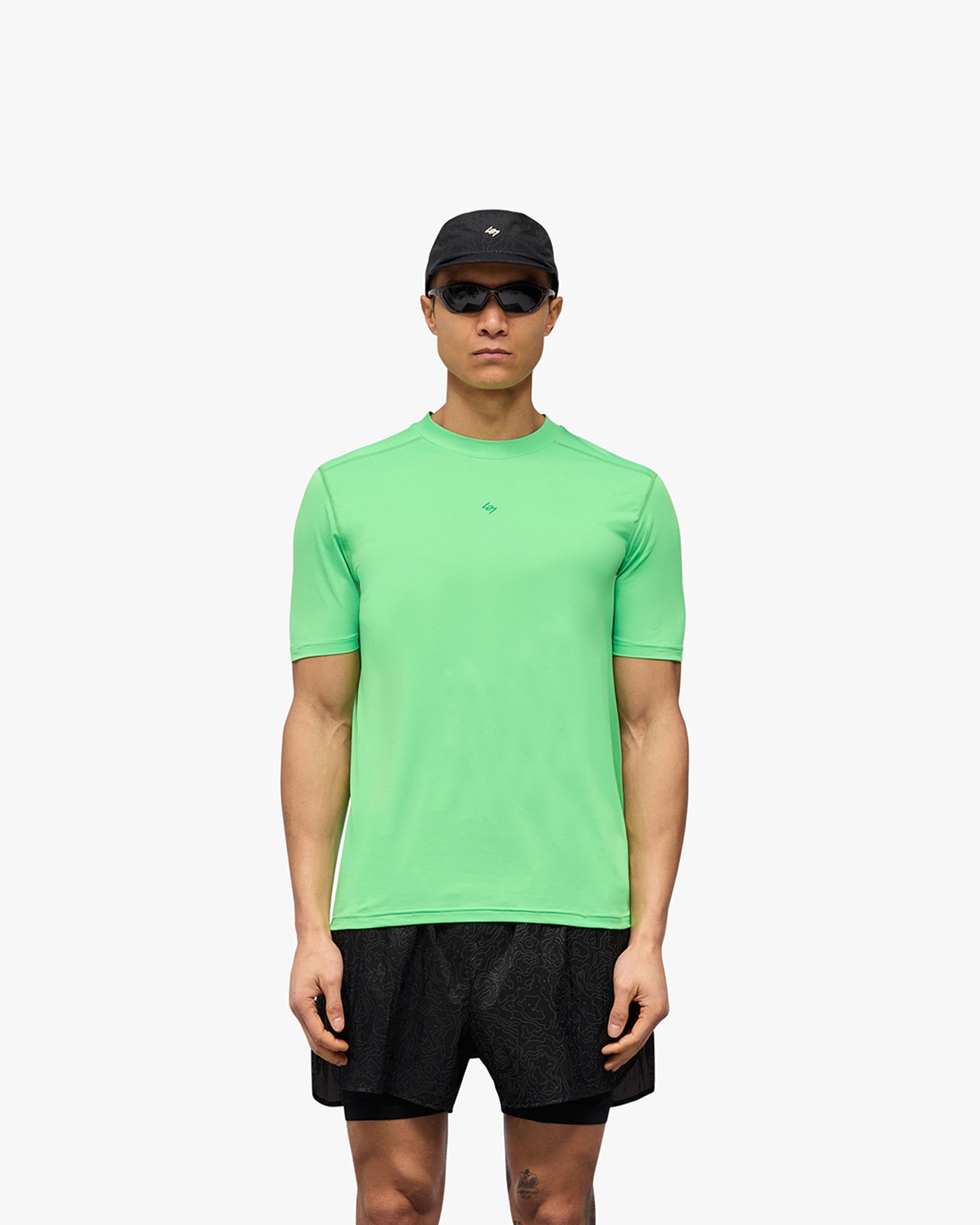 247 Contour Run Performance T-Shirt for Men - Breathable & Moisture-Wicking Athletic Shirt - Speed Green - Perfect for Running, Gym Workouts & Outdoor Sports