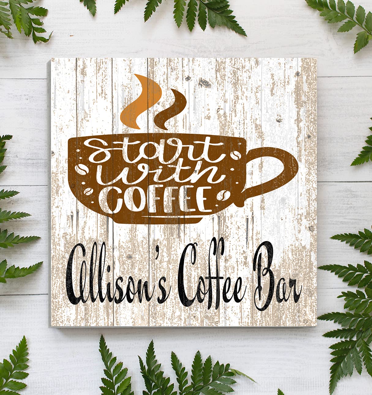 Personalized Wooden Kitchen Sign for Coffee Lovers - Custom Wall Decor for Coffee Bar, Home Office & Housewarming Gift - Perfect for Farmhouse & Rustic Home Decor