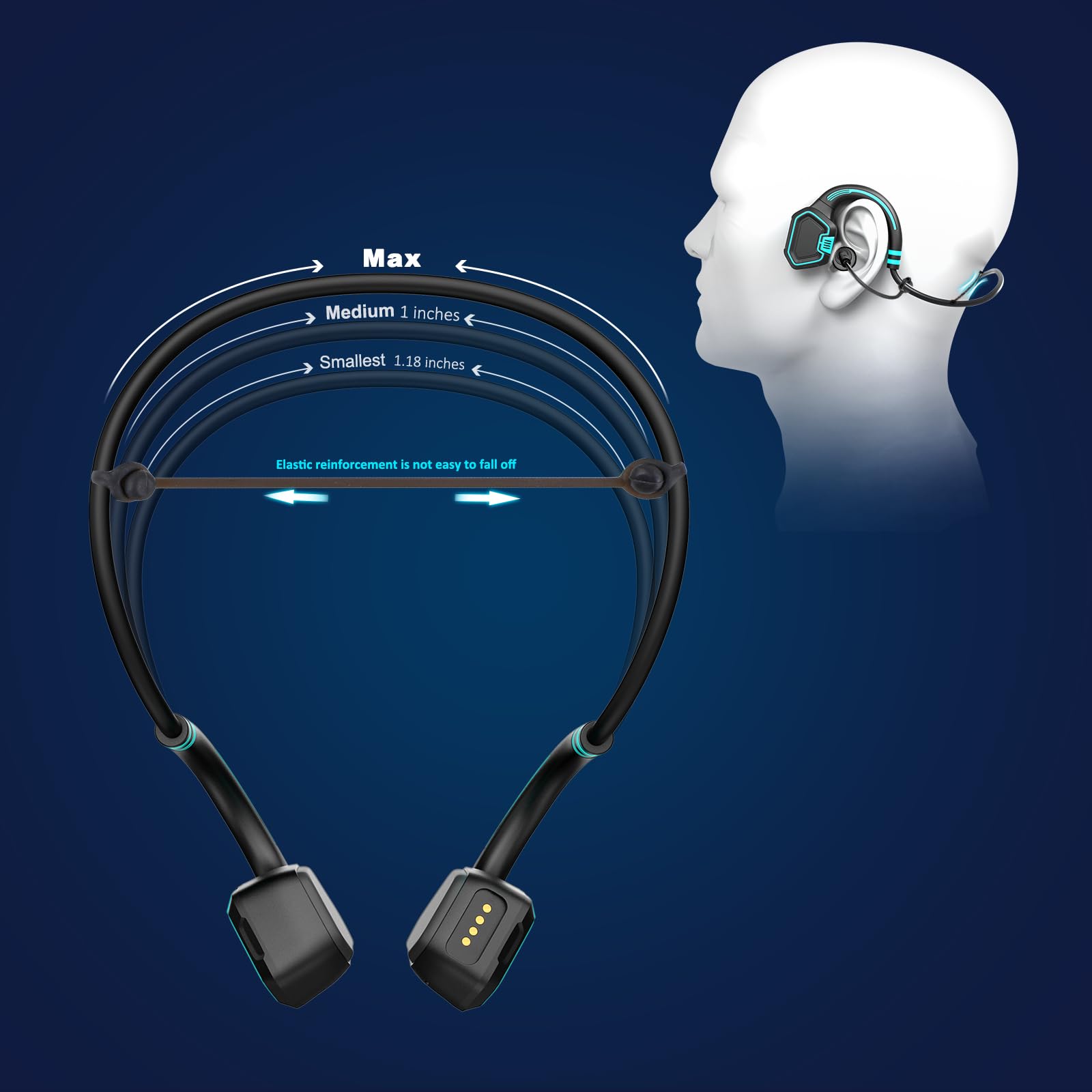 Wireless Bone Conduction Headphones IP68 Waterproof - Bluetooth 5.0 Open Ear Headphones with 32GB MP3 Player for Swimming, Running, Cycling & Workout - Sweatproof Sports Headset (Blue) | Perfect for Pool, Gym & Outdoor Activities