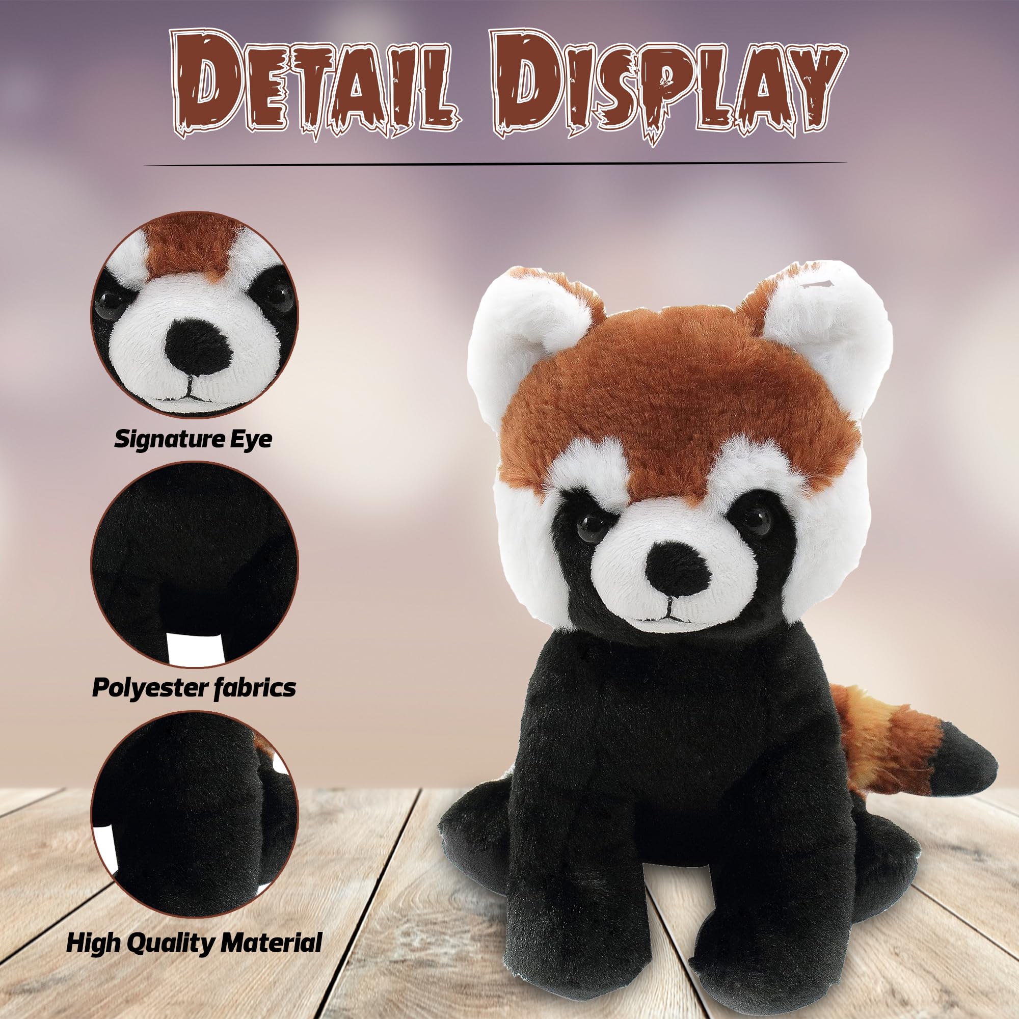 Plushland 10 Inch Red Panda Stuffed Animal - Ultra Soft Plush Toy for Kids, Cute Cuddly Gift for Boys & Girls - Perfect for Bedroom Decor, Nursery, Car & Travel Companion (Red Panda)