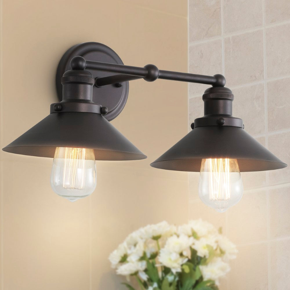 July Metal Shade Sconce - Vintage Wall Light Fixture for Bedroom, Living Room & Hallway - Matte Black Industrial Wall Sconce Lighting