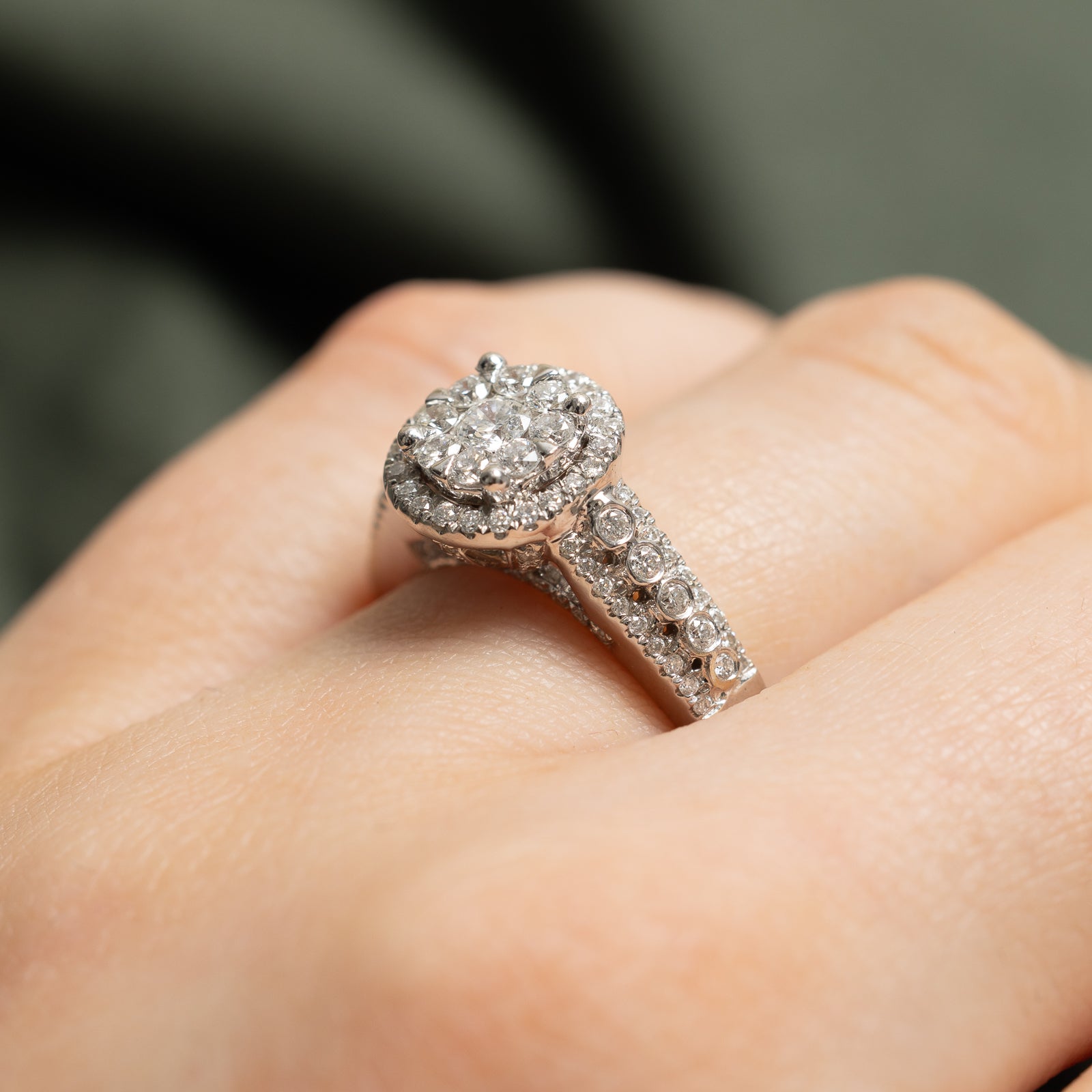 0.80ctw Diamond Cluster Engagement Ring for Women - Size 5.25 | Sparkling Wedding Band, Anniversary Gift & Proposal Jewelry | Perfect for Bridal, Valentine's Day & Special Occasions