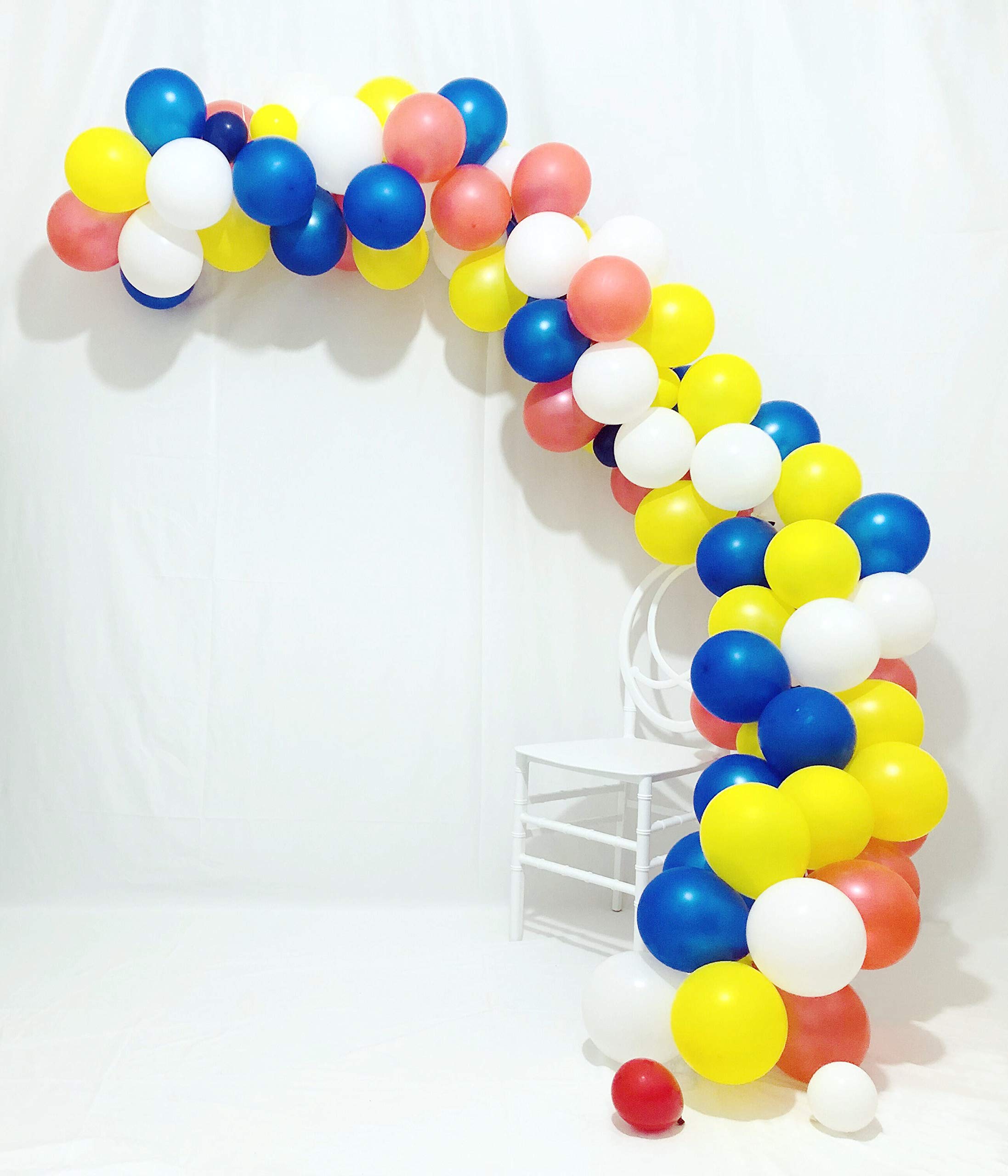 102-Piece Blue & White Balloon Arch Kit - 12 Inch Royal Blue, White, Yellow Balloons for Baby Showers & Birthday Decorations | Perfect for Blue-Themed Baby Showers, Boy Birthdays, Gender Reveals & Party Backdrops