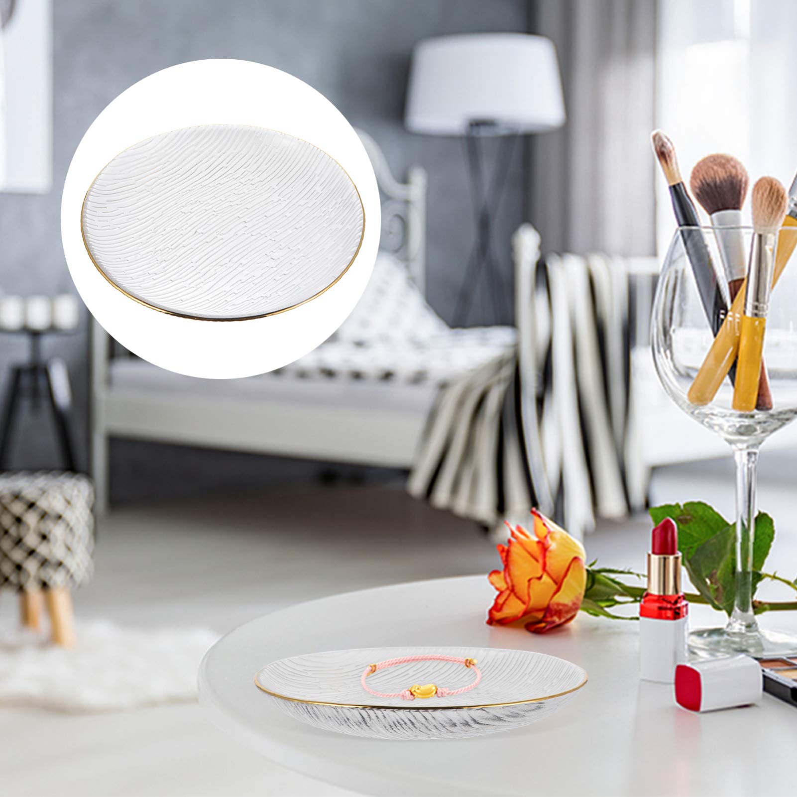 Japanese Golden Trim Glass Salad Plates - Crystal Clear Dinnerware for Party & Restaurant Dining