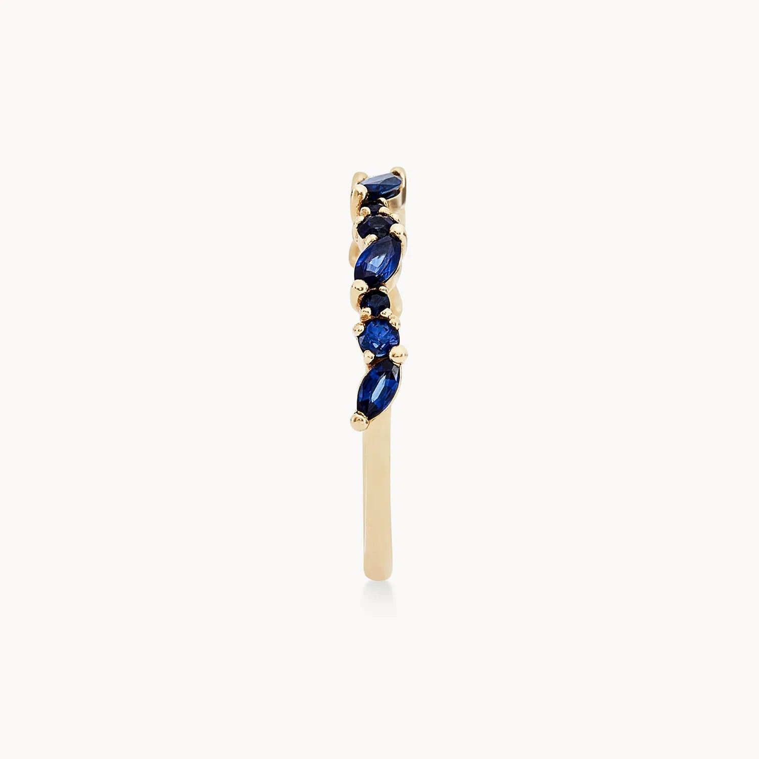 14K Yellow Gold Reverie Band with Blue Sapphire - Elegant Stackable Ring for Women, Perfect for Weddings, Anniversaries & Everyday Wear