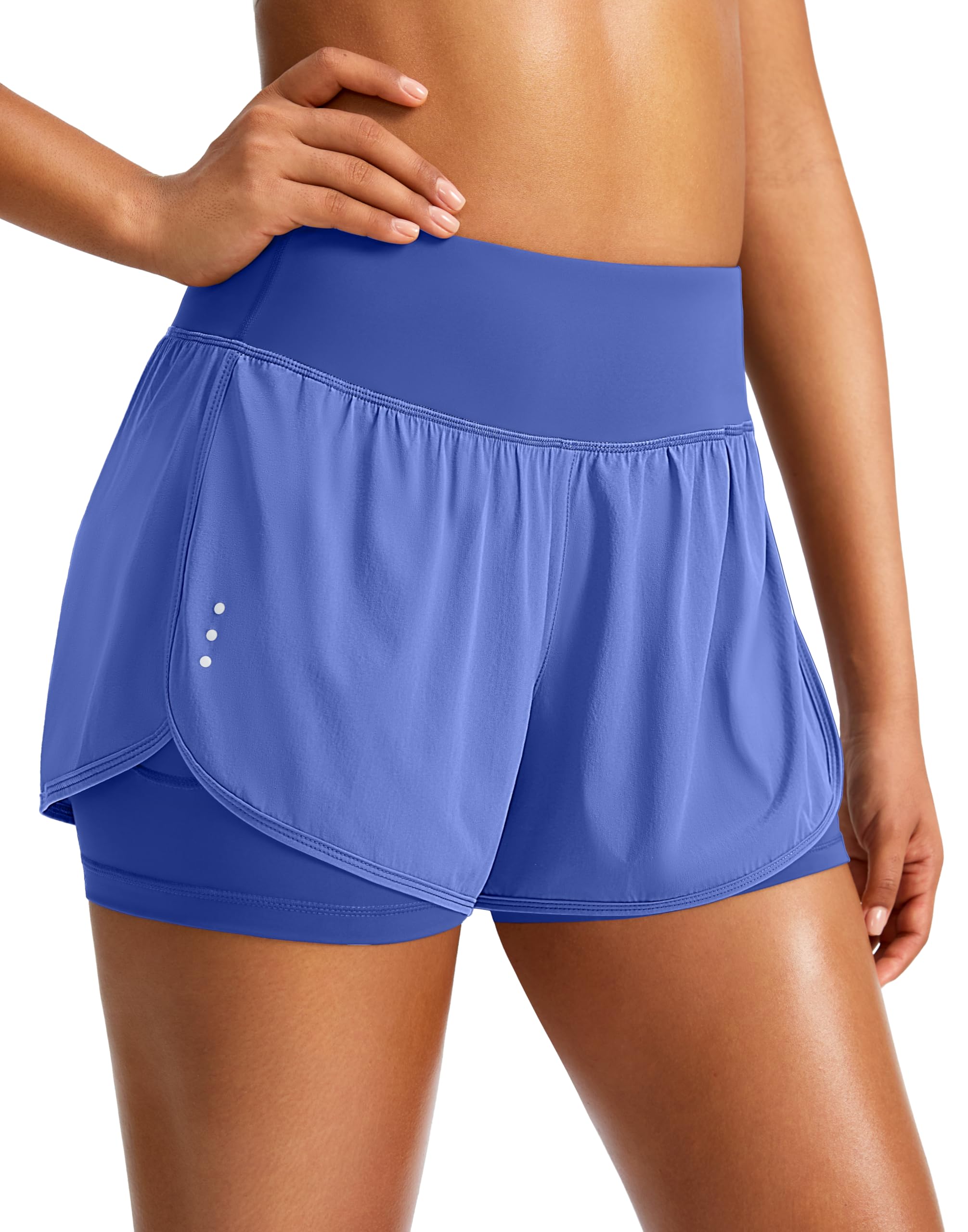 High Waisted 2 in 1 Running Shorts for Women - Spandex Yoga Workout Athletic Shorts with Zipper Pockets | Gym, Jogging & Activewear