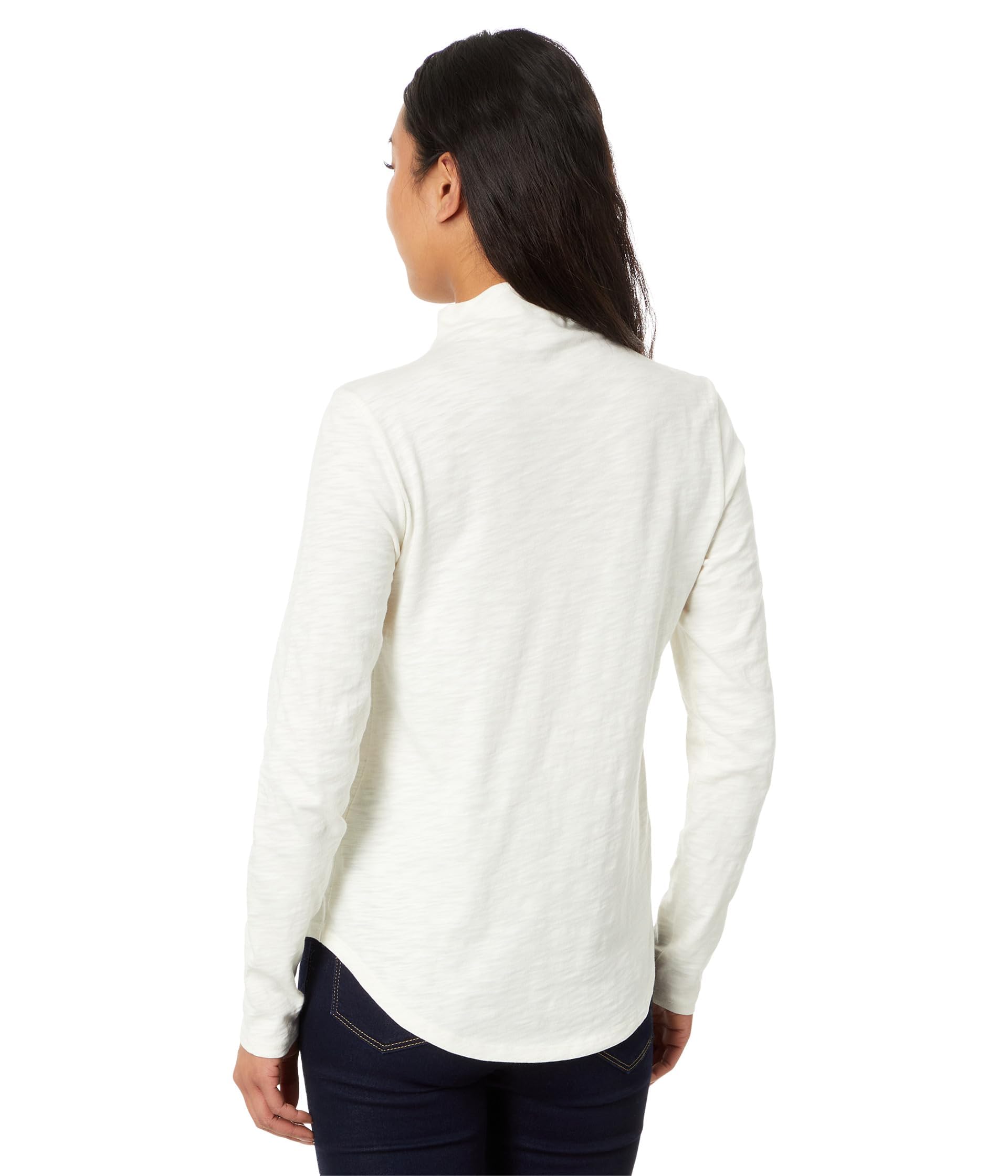 Lilla P Shirttail Hem Funnel Neck Top - Women's Casual Blouse for Everyday Wear | Perfect for Office, Dating & Weekend Outfits