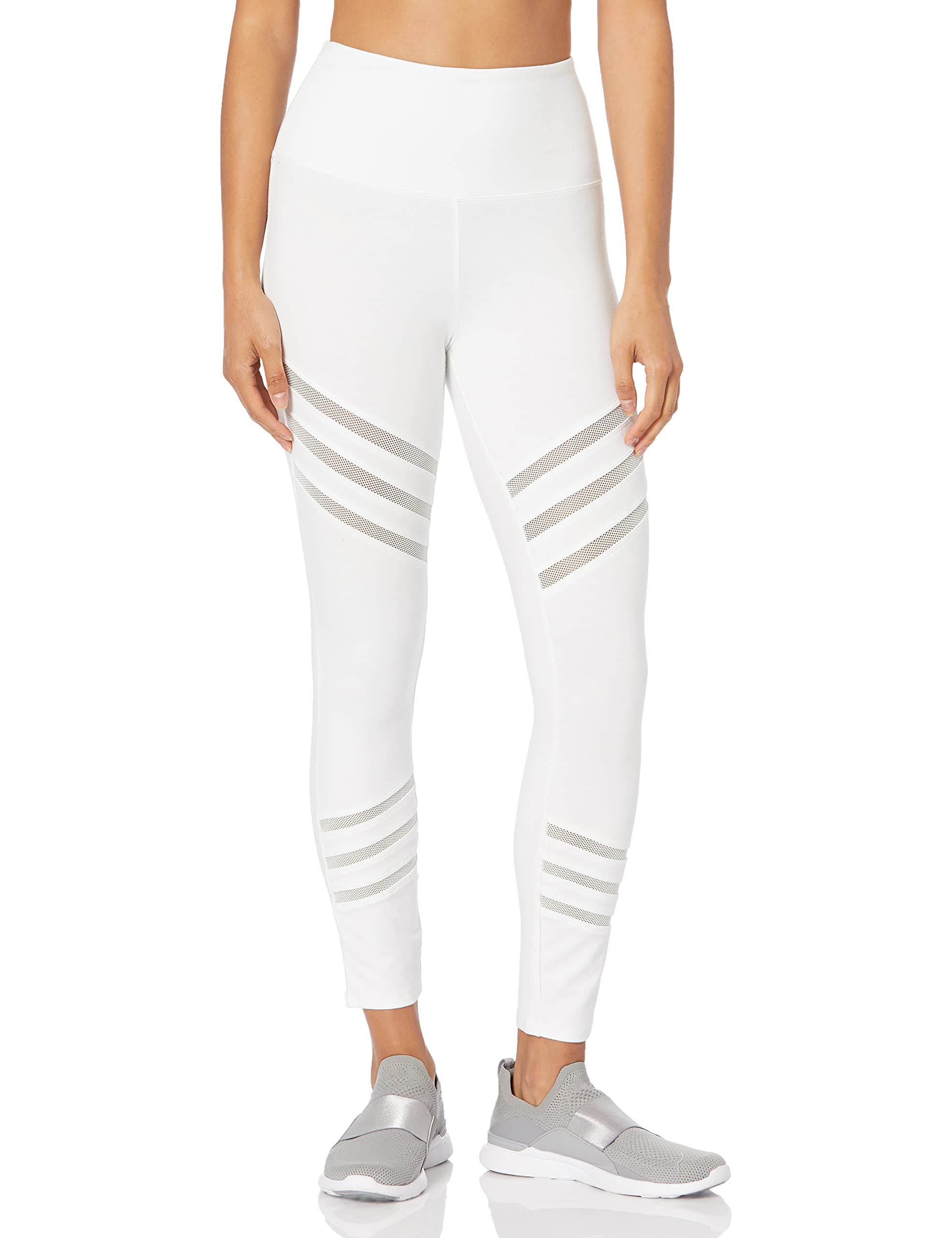 Lyssé Women's High Waist Mesh Panel Leggings - Yoga, Running, Workout & Everyday Wear