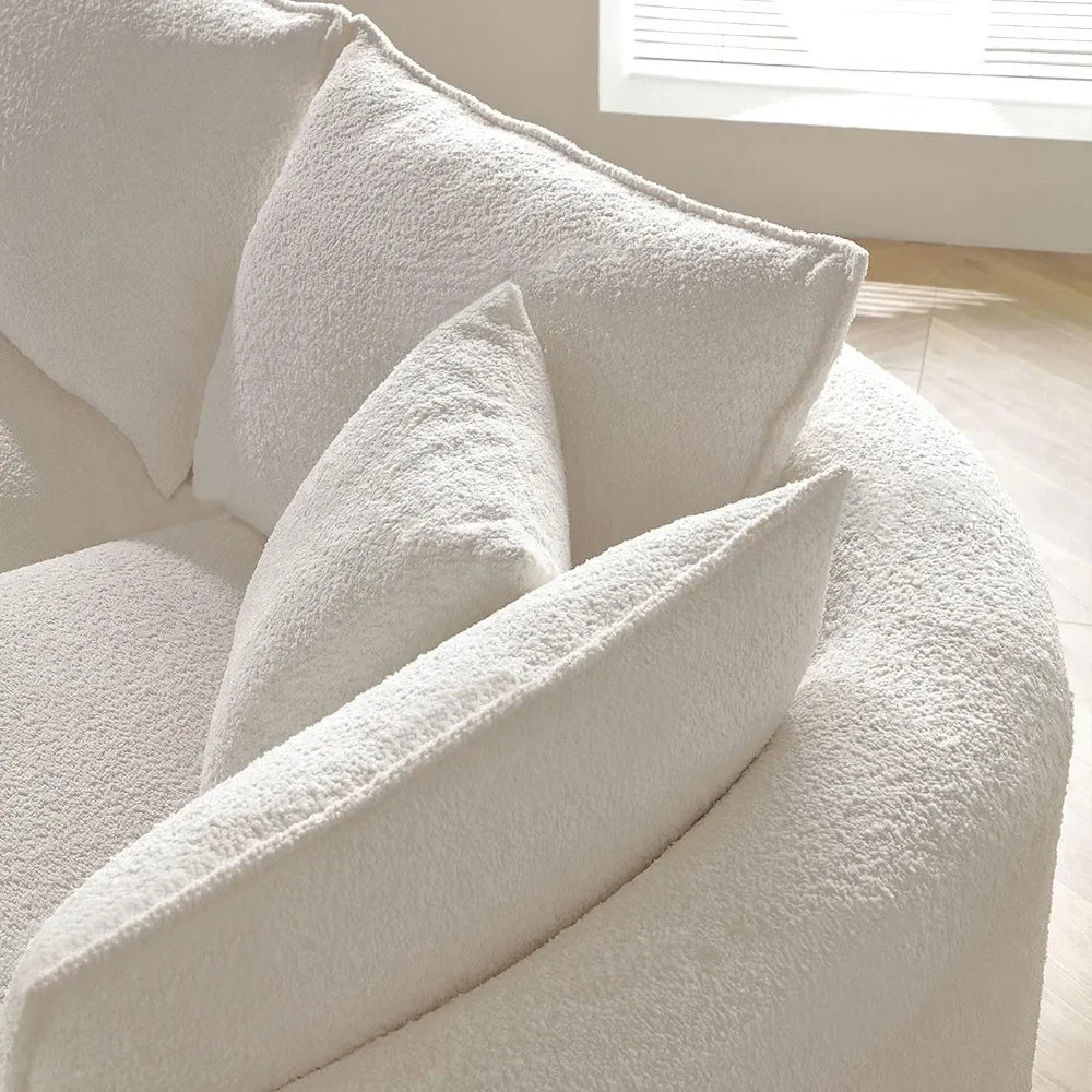 Luxury Curved Sectional Boucle Sofa Couch – Modern Comfortable Living Room Furniture for Small Spaces & Apartments | Perfect for Lounge, Family Room & Contemporary Home Decor