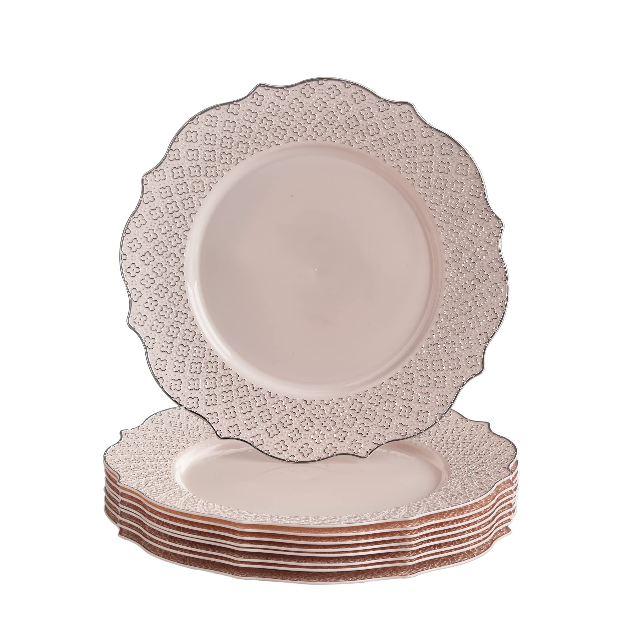 Elegant Rose Gold Disposable Plastic Plates (10-Pack) - Heavy Duty 10.25