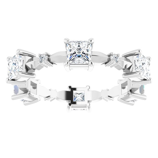 1.80 Carat Princess & Round Diamond Eternity Wedding Band - Elegant Stackable Ring for Anniversary, Engagement, or Bridal Jewelry Gift