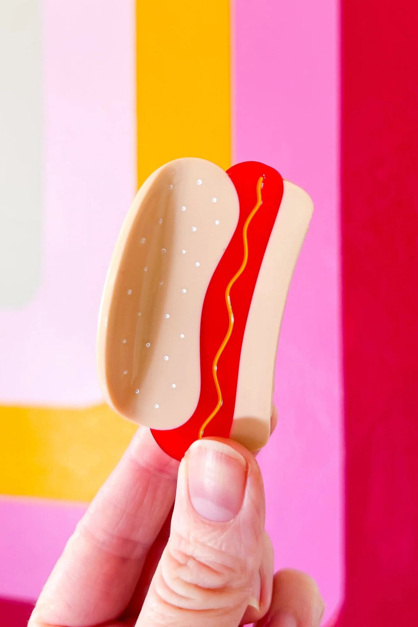 Mini Hot Dog Hair Claw Clip - Cute Food-Shaped Hair Clips for Women & Girls - Perfect for Ponytails, Buns & Half-Up Styles - Great for School, Work & Everyday Use