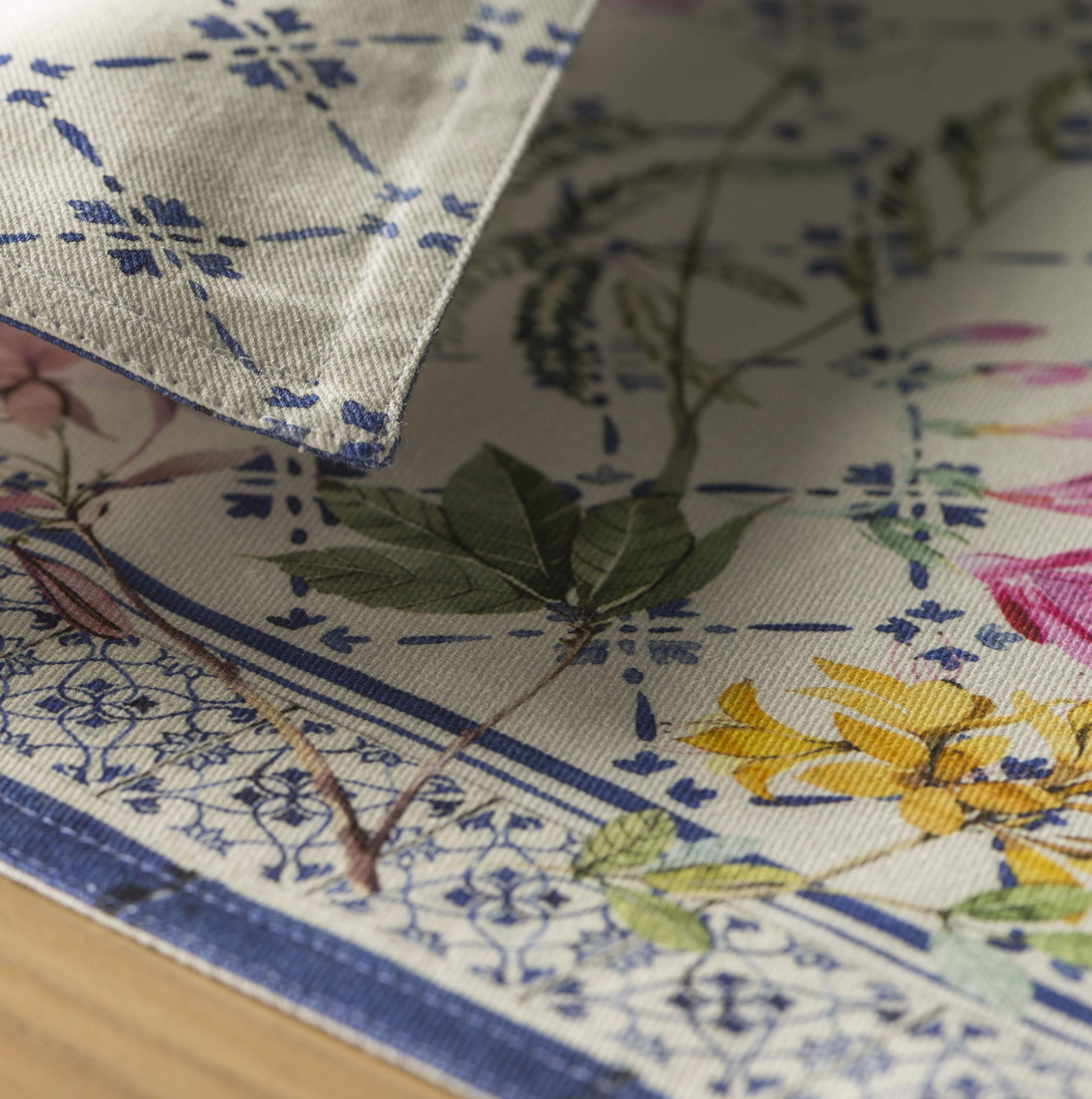 Hermine Cotton Placemats Set of 4 - 100% Washable Cloth Placemats for Dining Table, Kitchen, Wedding & Restaurant - Easter & Spring Decor (13x19 Inch, Faience Design) - Perfect for Buffet Parties, Holiday Gatherings & Everyday Meals