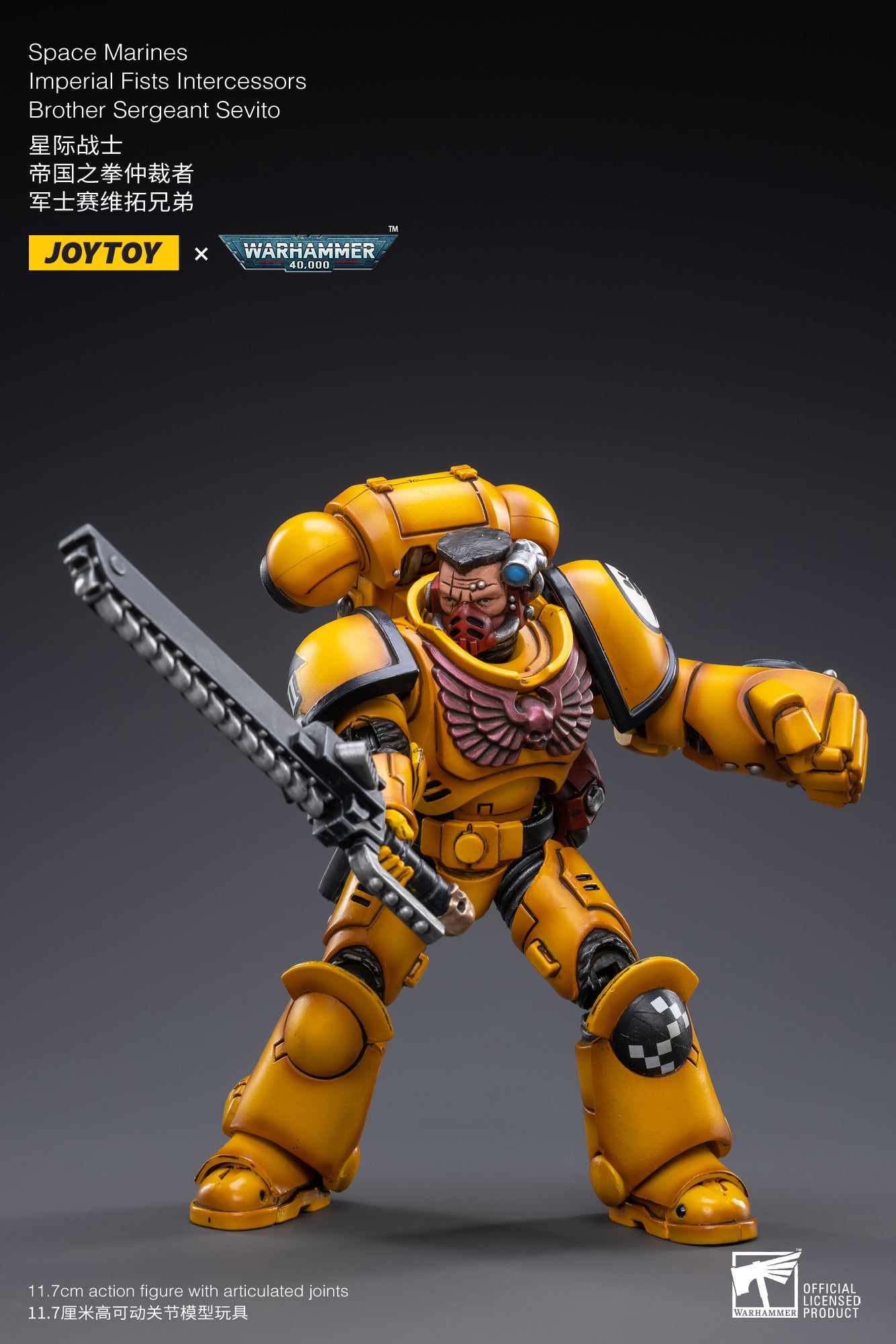 1/18 JOYTOY Warhammer 40K Action Figure Set - 4PCS Space Marines Imperial Fists Collectible Miniatures for Tabletop Gaming & Display