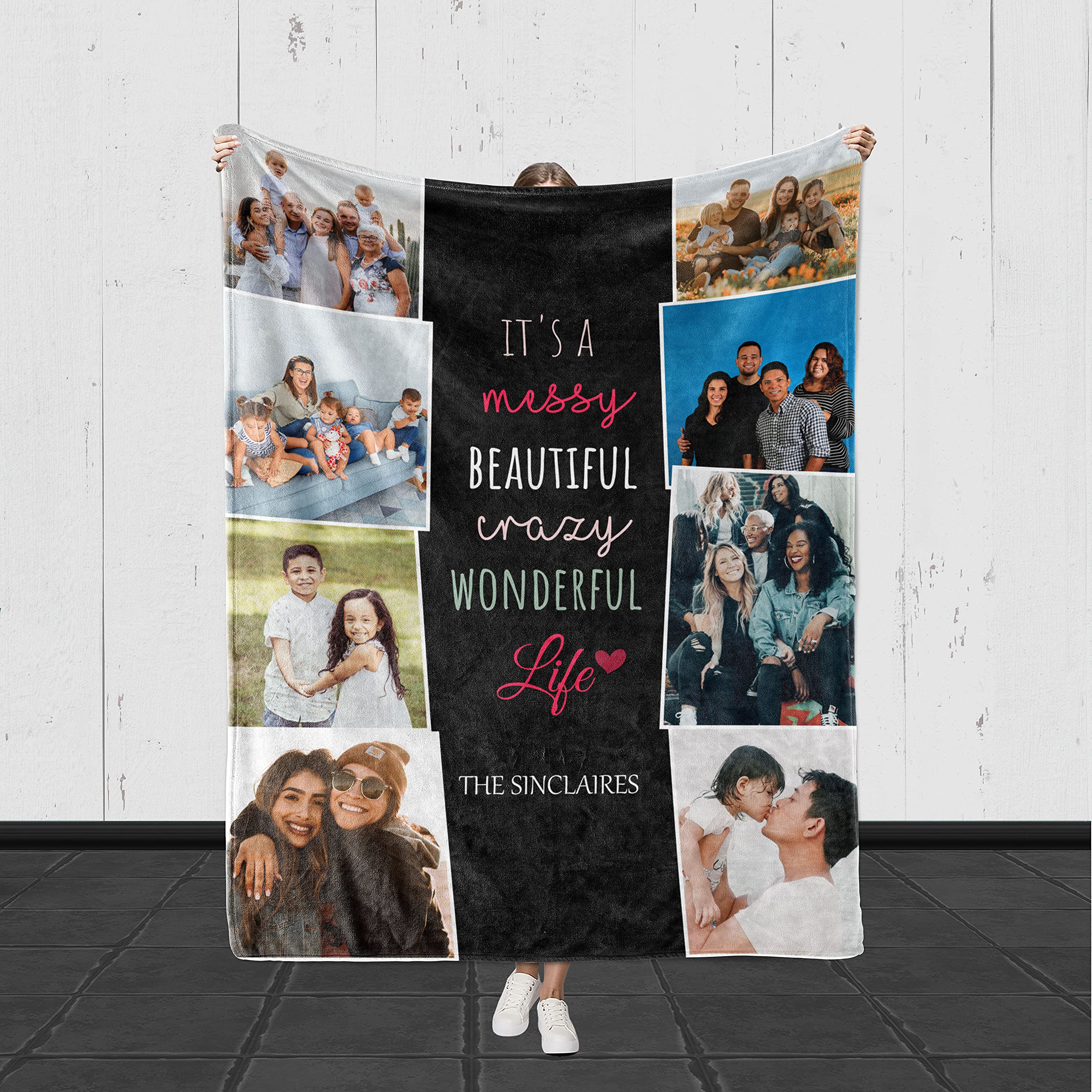 Custom Photo Collage Fleece Blanket 60x80 Inches - Personalized Wedding Anniversary Birthday Gift Blanket with Pictures - Soft Throw Blanket for Couples, Family & Friends - Perfect for Home Decor, Gifts & Cozy Nights