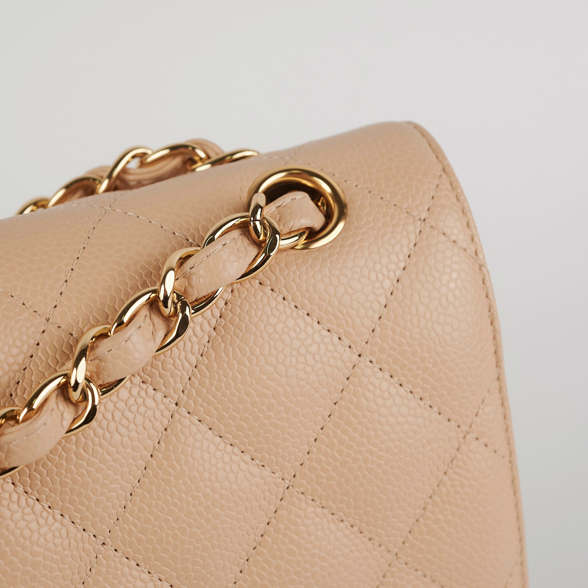 Chanel Classic Double Flap Jumbo Beige Caviar Leather Shoulder Bag - Luxury Designer Handbag for Women, Perfect for Work, Parties & Special Occasions