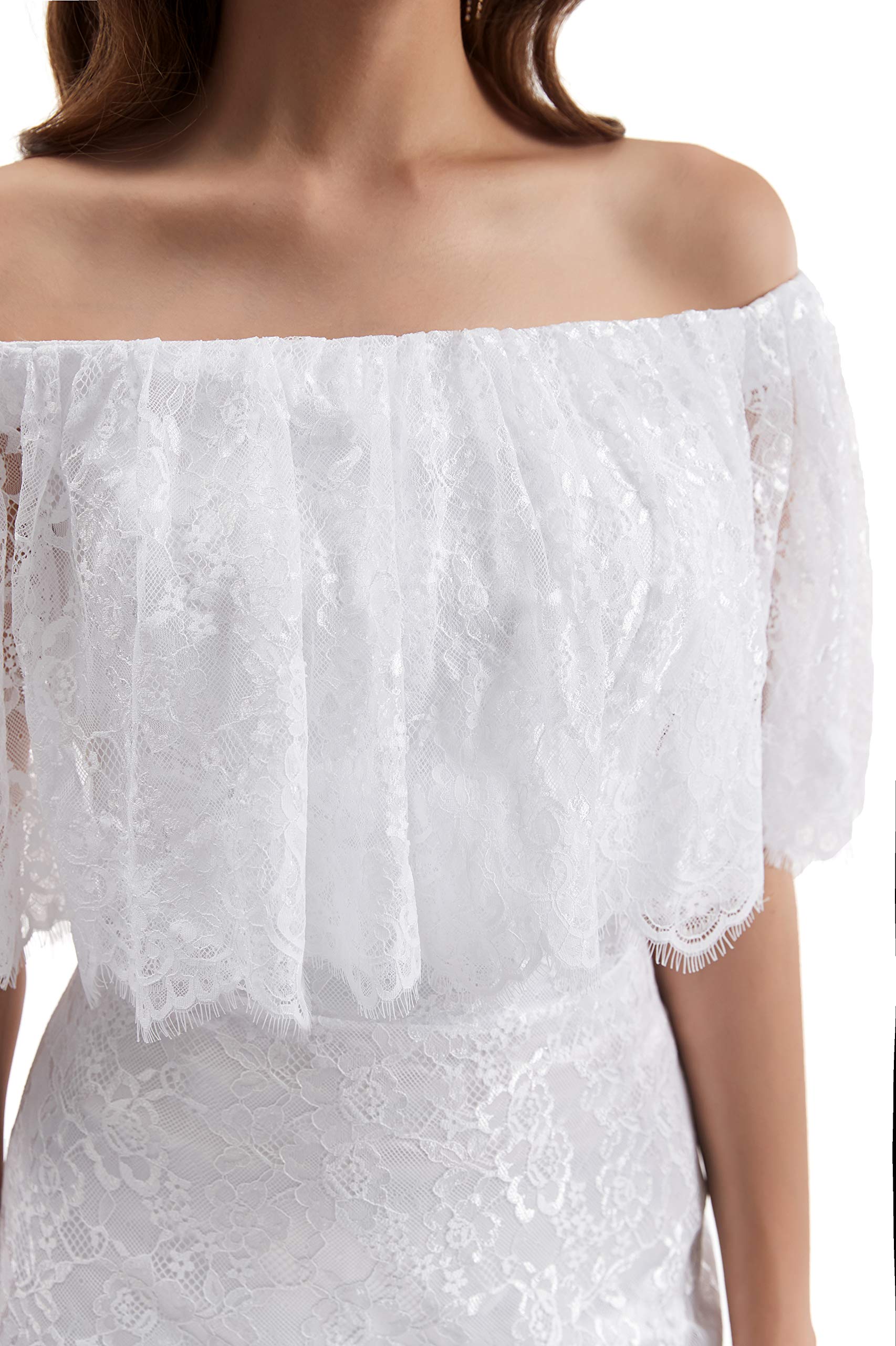 2020 Datangep Sexy Off-Shoulder Lace Wedding Dress for Bride - Beach Wedding, Boho Bridal Gown, Summer Destination Ceremony