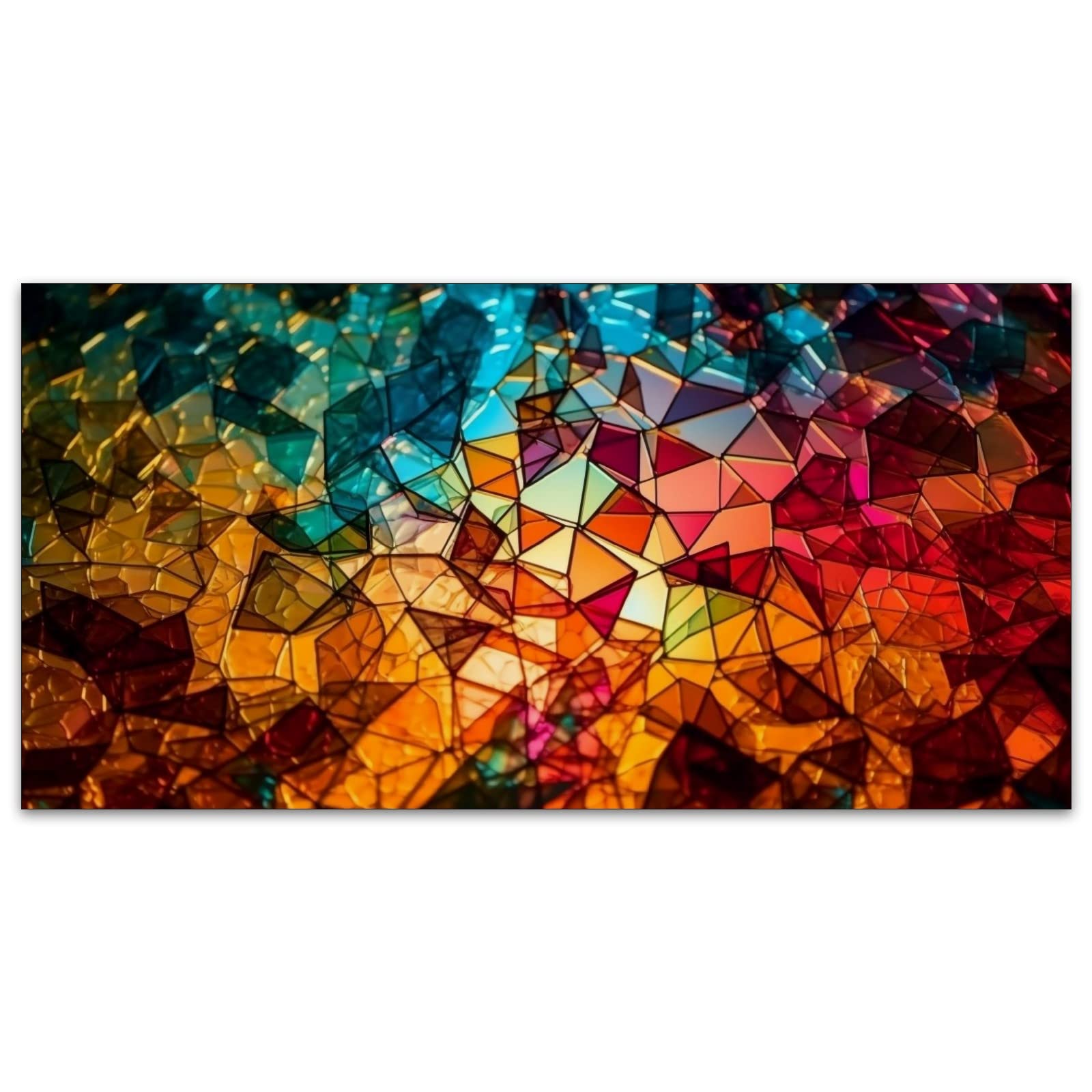 Fluorescent Light Cover for Classroom Ceiling Lights - 24x48 Inch (2x4 FT) Colorful Yellow & Blue Window Glass Pattern - Reduce Glare, Improve Focus & Prevent Headaches - Perfect for Schools, Offices & Study Rooms