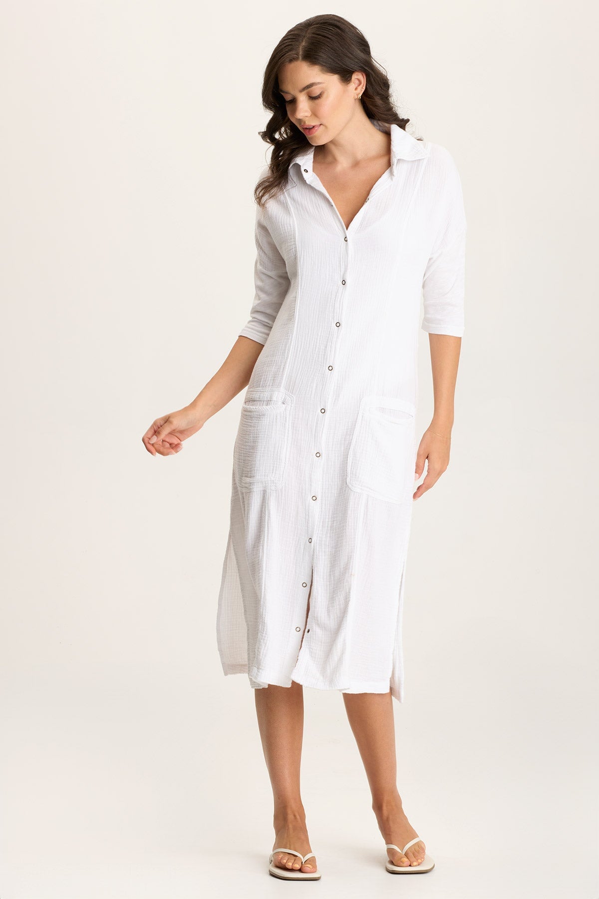 Hogue Gauze Duster Dress with Snap Front Closure - Boho Chic Loose Cover Up for Women, Beachwear, Casual Outfit & Layering Piece