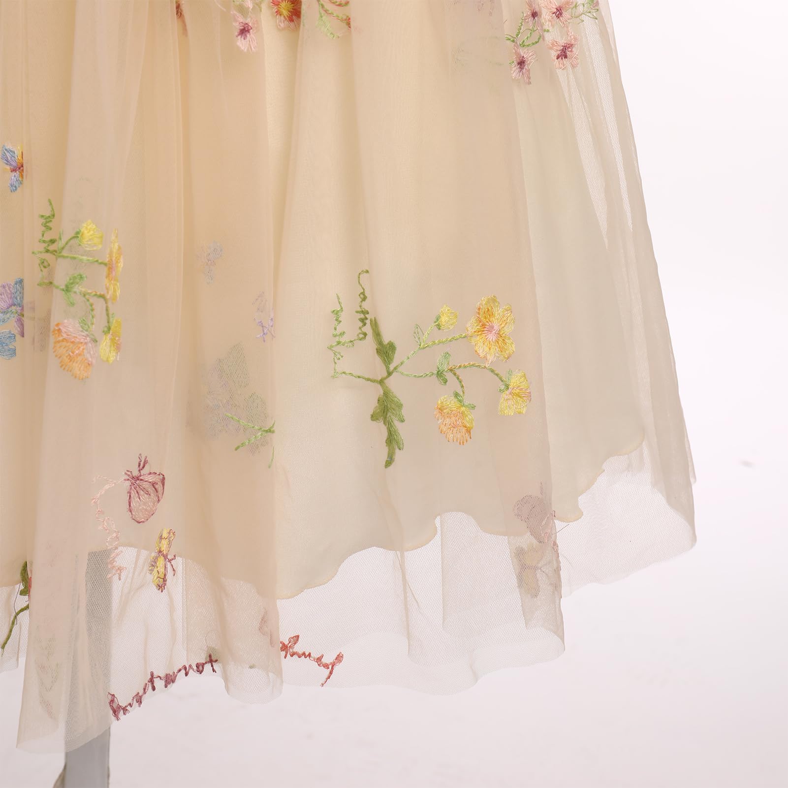 Baby Flower Girl Dress - Sleeveless Spaghetti Straps Floral Embroidered Princess Gown for Toddler Birthday Party & Fairy Tulle Dress | Perfect for Weddings, Photoshoots & Special Occasions