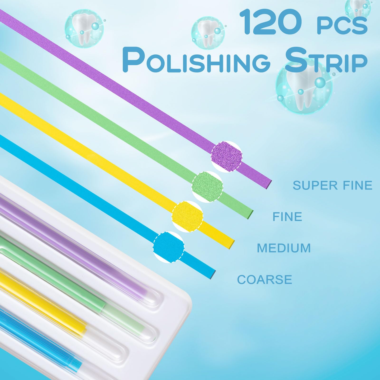 120 Pcs Dental Polishing Strip Kit - 2 Boxes (60pcs/Box) for Teeth Polishing, Finishing, Sanding & Contouring | 4mm x 148mm Abrasive Strips | Professional Deep Teeth Cleaning Tools for Dentists & Home Use | Perfect for Teeth Whitening, Braces Care & Dental Hygiene