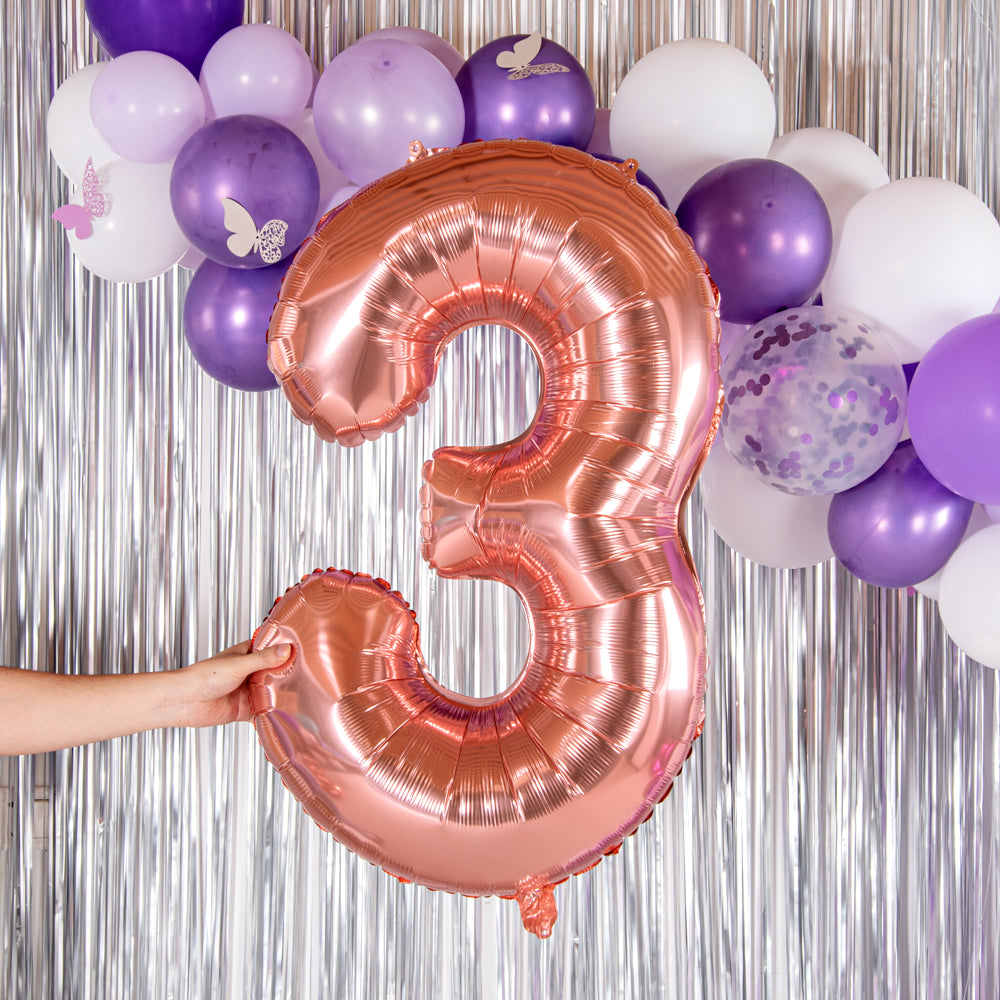Balloonify Rose Gold Mylar Number 3 Balloon - 40 Inch Large Foil Balloon for Birthdays, Anniversaries & Parties (1 Count)