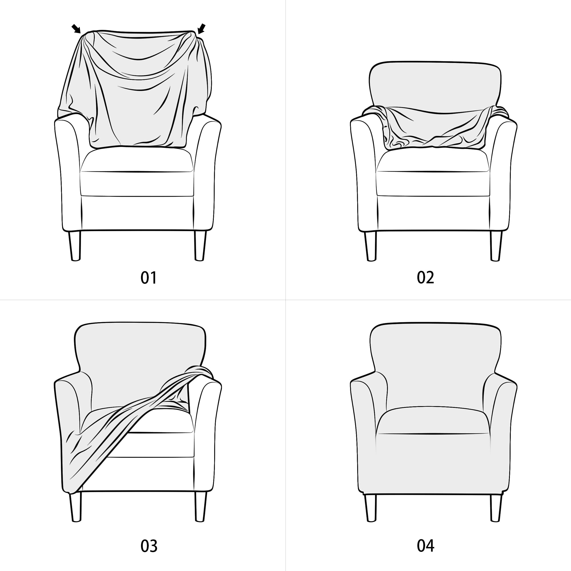 ELEOPTION Stretch Armchair Slipcovers - Breathable Furniture Protector for Living Room, Office & Club Chairs | Washable Chair Covers with Arms | Perfect for Home Decor, Pet Protection & Daily Use