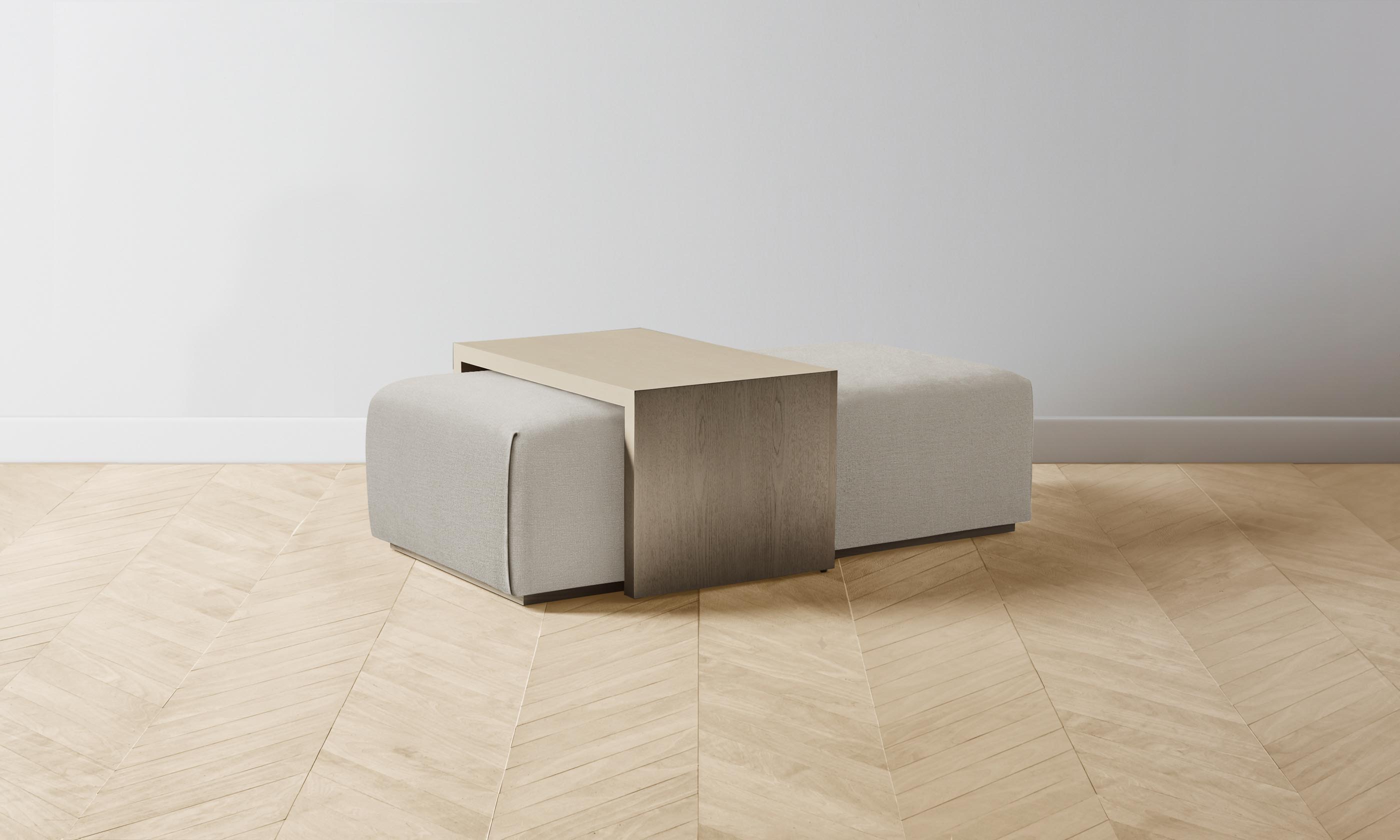 The Bowery Ottoman - Performance Linen Weave Beige Storage Bench with Removable Cushion | Modern Living Room, Bedroom & Entryway Furniture for Small Spaces