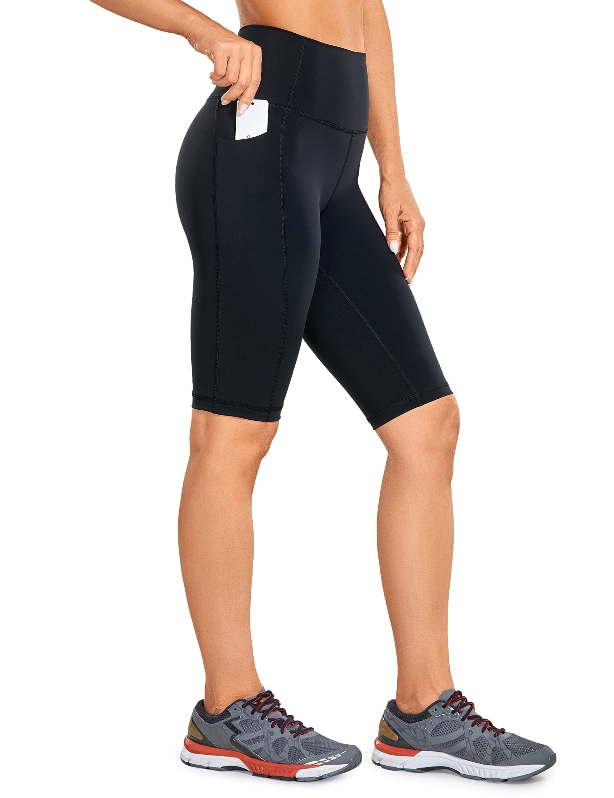 CRZ YOGA Women's High Waisted Biker Shorts - 4''/5''/6''/8''/10'' Inseam, Naked Feeling Spandex Workout Shorts with Side Pockets for Yoga, Gym, Running & Lounge Wear