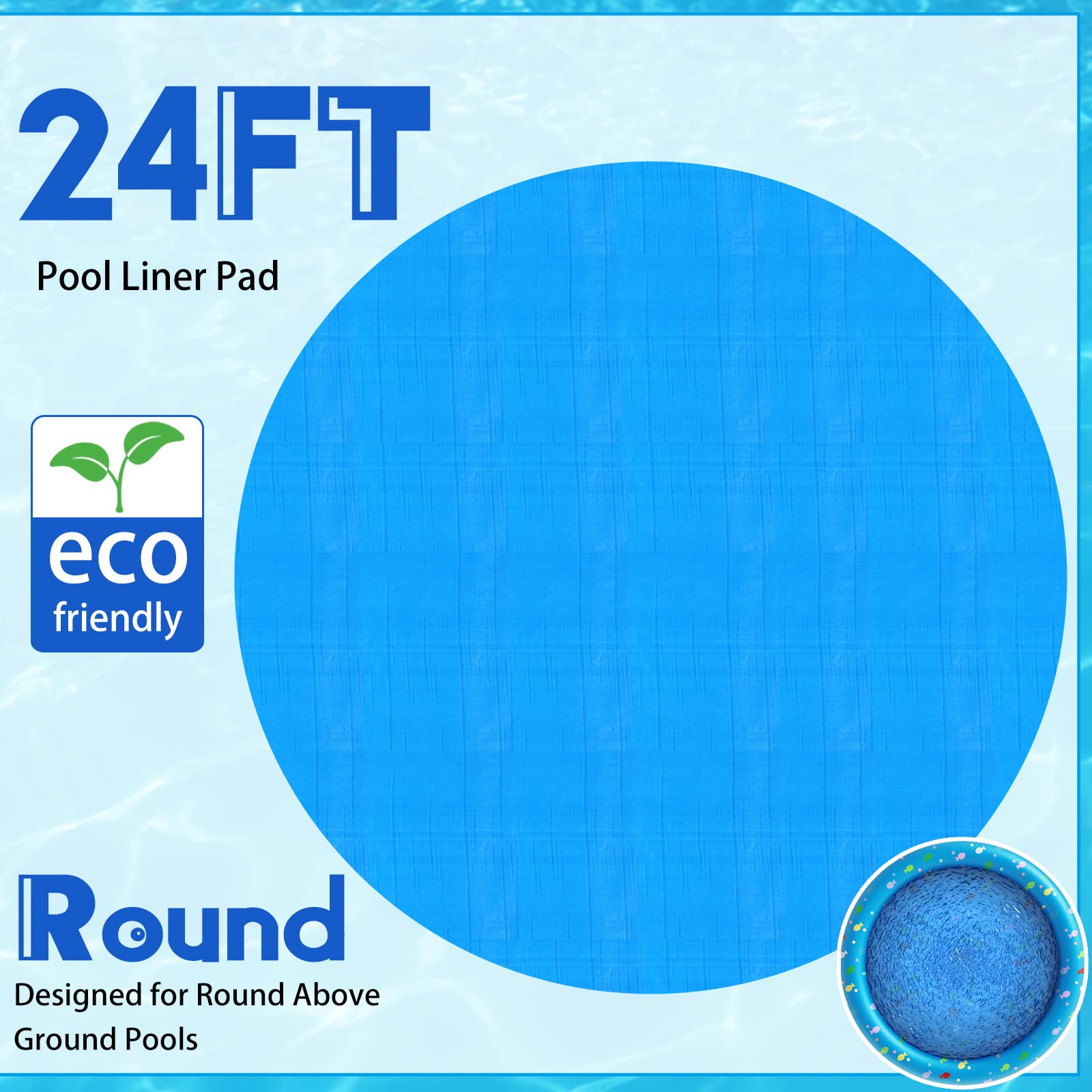 **24 Ft Round Above Ground Pool Liner Pad - Heavy Duty Swimming Pool Ground Cloth Protector Mat Prevents Punctures & Extends Pool Life - Perfect for Backyard, Inflatable & Metal Frame Pools**