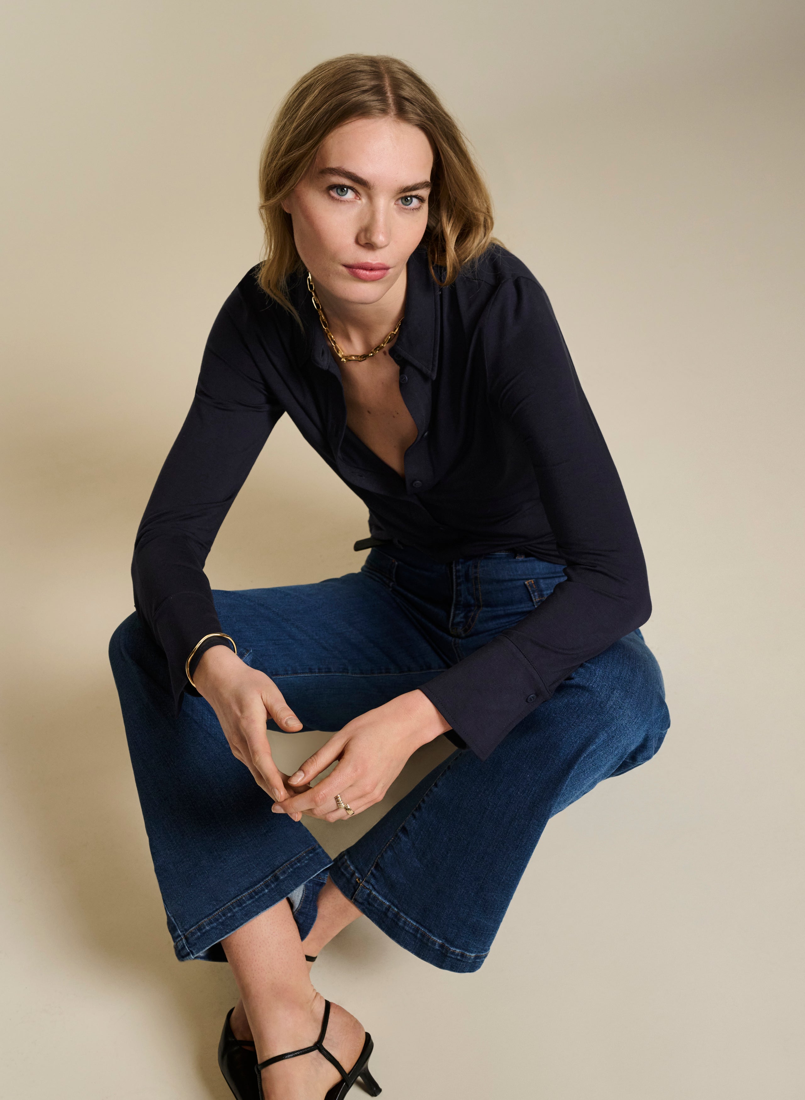 Eco-Friendly Mildred Blouse with Lenzing Ecovero™ in Deep Indigo | Sustainable Women's Fashion for Work & Casual Wear