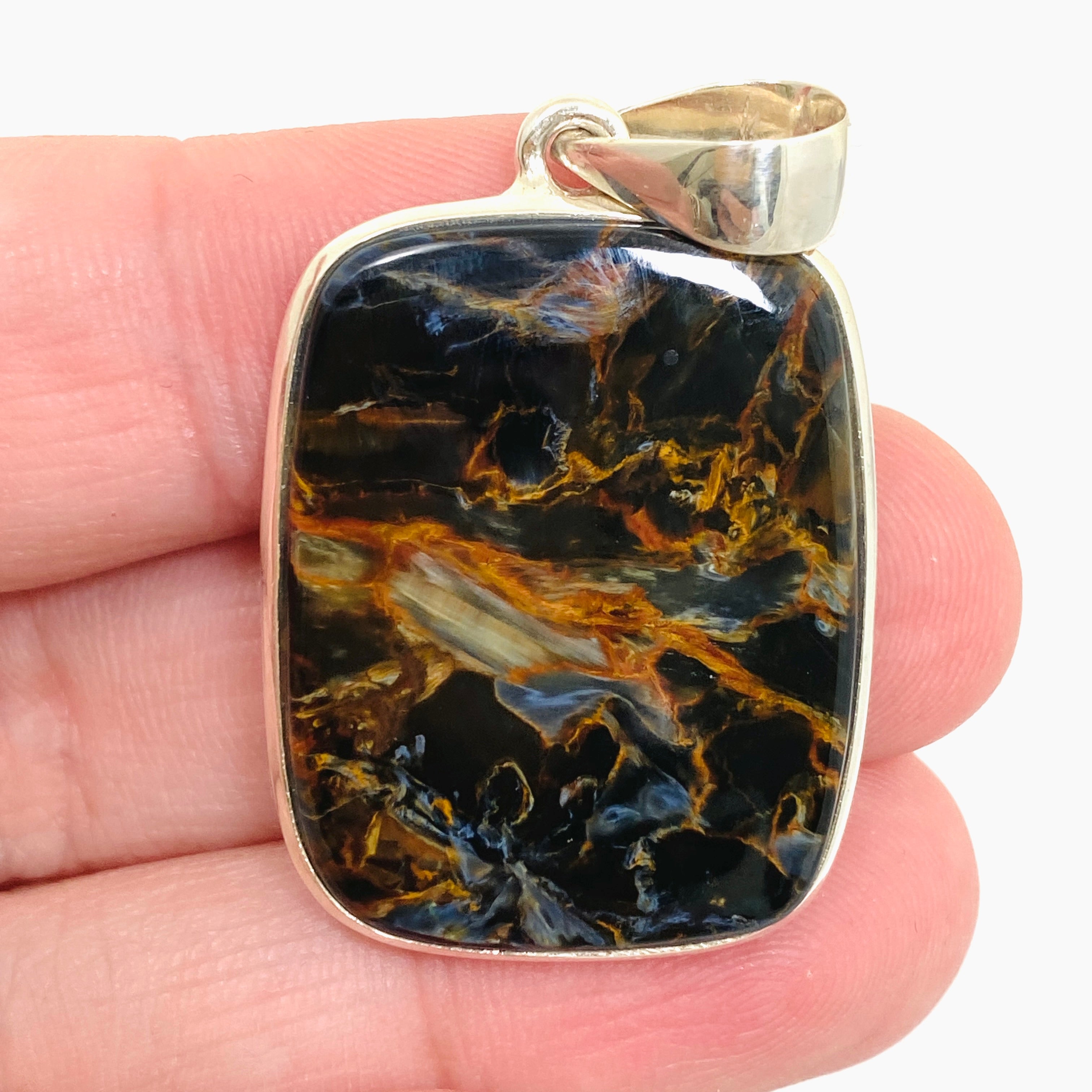 Natural Pietersite Rectangular Cabochon Pendant - Premium Stone Jewelry PPGJ1066 for Women's Fashion & Spiritual Healing