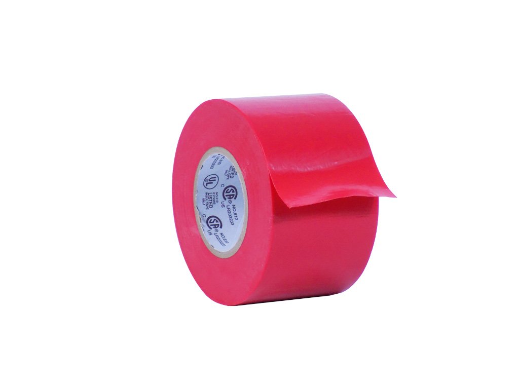 WOD EL-766AW Professional Grade UL/CSA Listed Red Electrical Tape - 3 in. X 66 ft, Vinyl Rubber Adhesive for Electrical Insulation & Wire Repair (Case of 32 Rolls) - Ideal for Home, Automotive & Industrial Electrical Projects